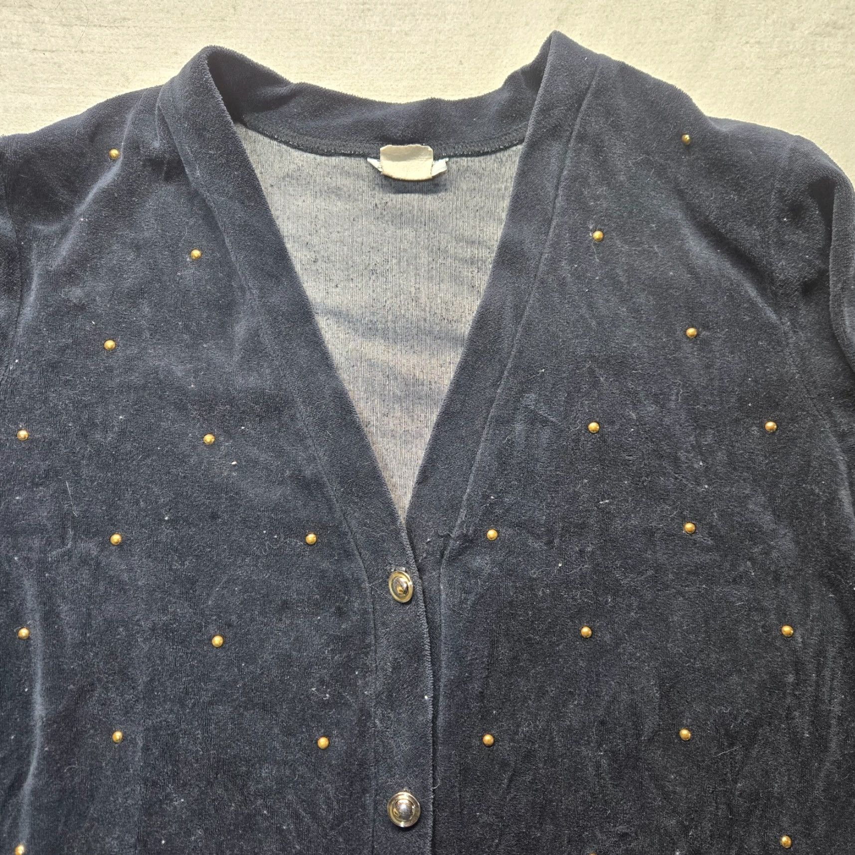 Vintage Fashion Formulas Black Gold Beaded Button Up Sweater Adult Women's XL Size Black Beaded Sweater Mens Womens Boys Girls Size XL / US 12-14 / IT 48-50 - 2 Thumbnail