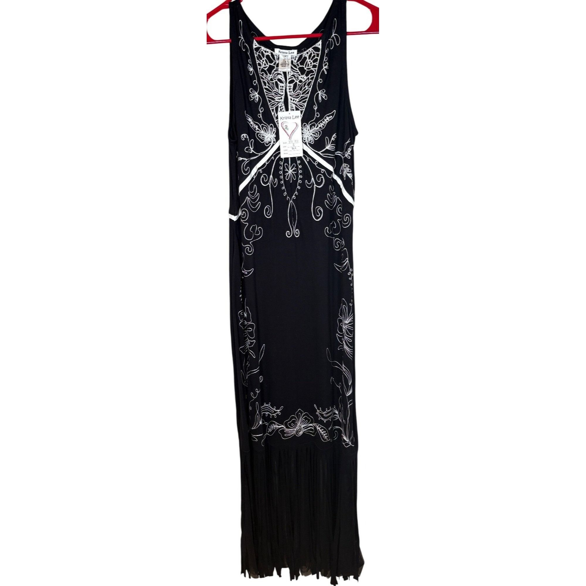 Other Krista Lee Women Embroidered Maxi Dress Black S Fringe Hem W Size S / US 4 / IT 40 - 2 Thumbnail