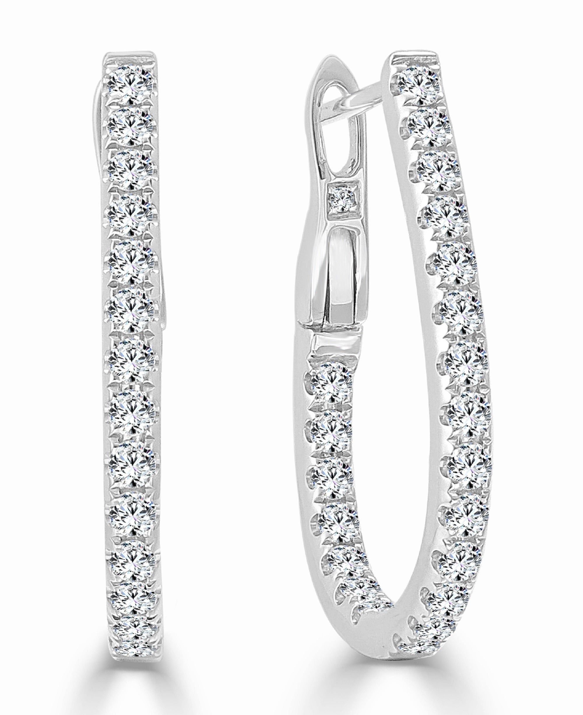 Other Diamond Pear Shape Hoop Earrings in 14K White Gold Size ONE SIZE - 1 Thumbnail