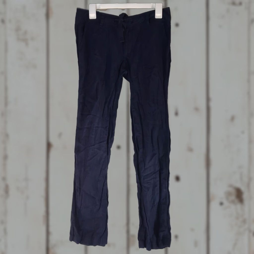 Tommy Hilfiger TOMMY HILFIGER Women's Dress Pants Size 0 Navy Linen Blend Casual Straight Leg Size 25" / US 0 / IT 36 - 1 Thumbnail