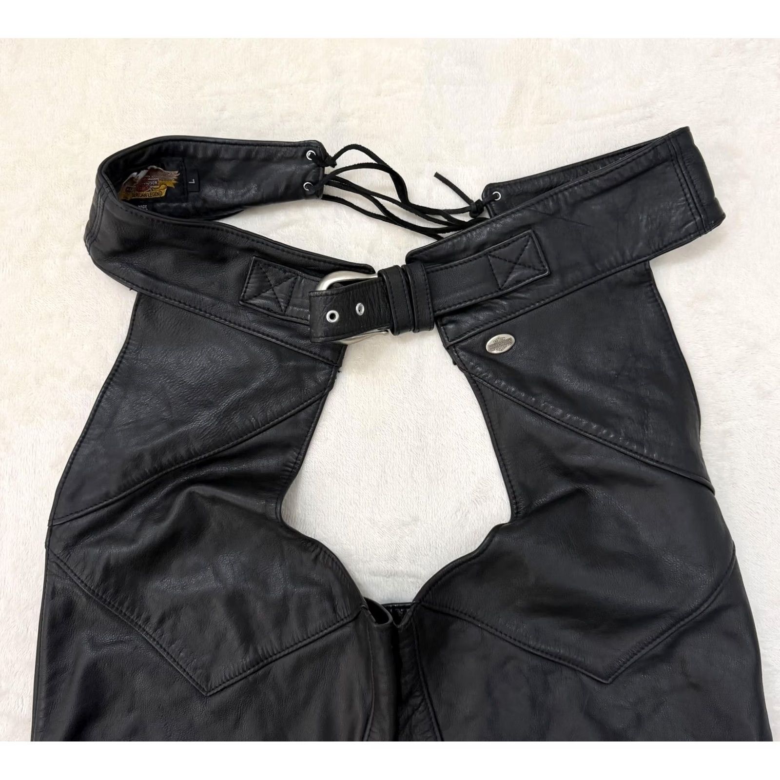 Harley Davidson Harley-Davidson Leather Chaps Pants Mens Large Black Motorcycle Biker Size US 33 - 6 Thumbnail