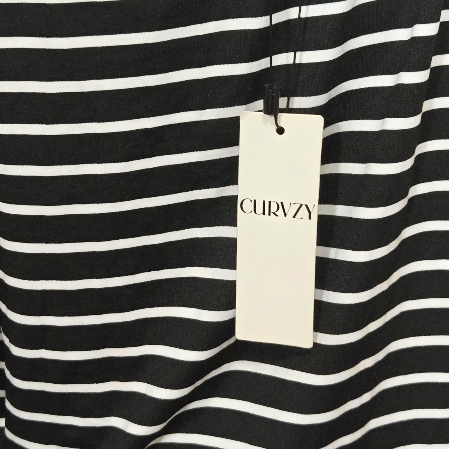 Vintage CURVZY Curvy Womens 5XL Plus Size Top Black White Striped Ruched Stretch Long Sleeve Blouse Shirt Square Neck Size XXL / US 16-18 / IT 52-54 - 3 Thumbnail