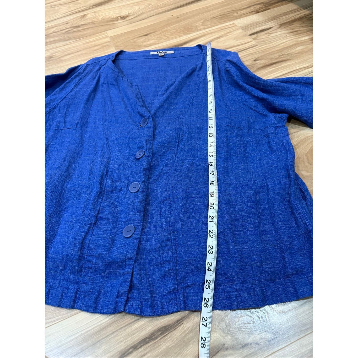 FLAX Flax linen blue button front jacket pockets size 1G (XL) Size XL / US 12-14 / IT 48-50 - 9 Thumbnail