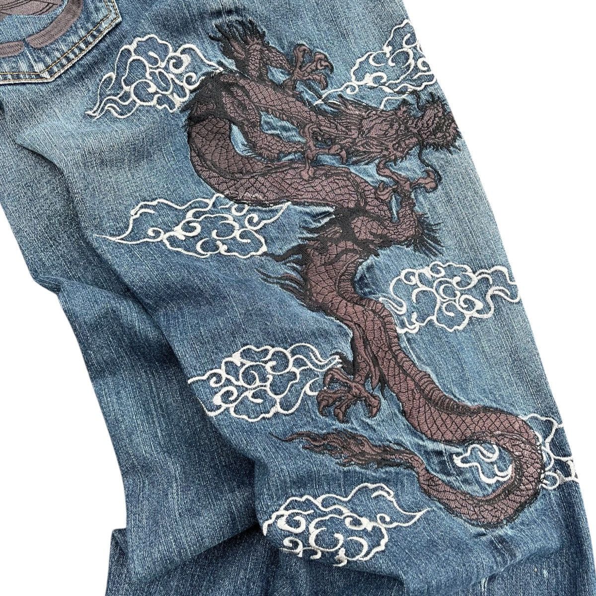 Ed Hardy Vintage Karakuri Tamashii Embroidered Dragon Jeans Y2K Size US 40 / EU 56 - 15 Thumbnail