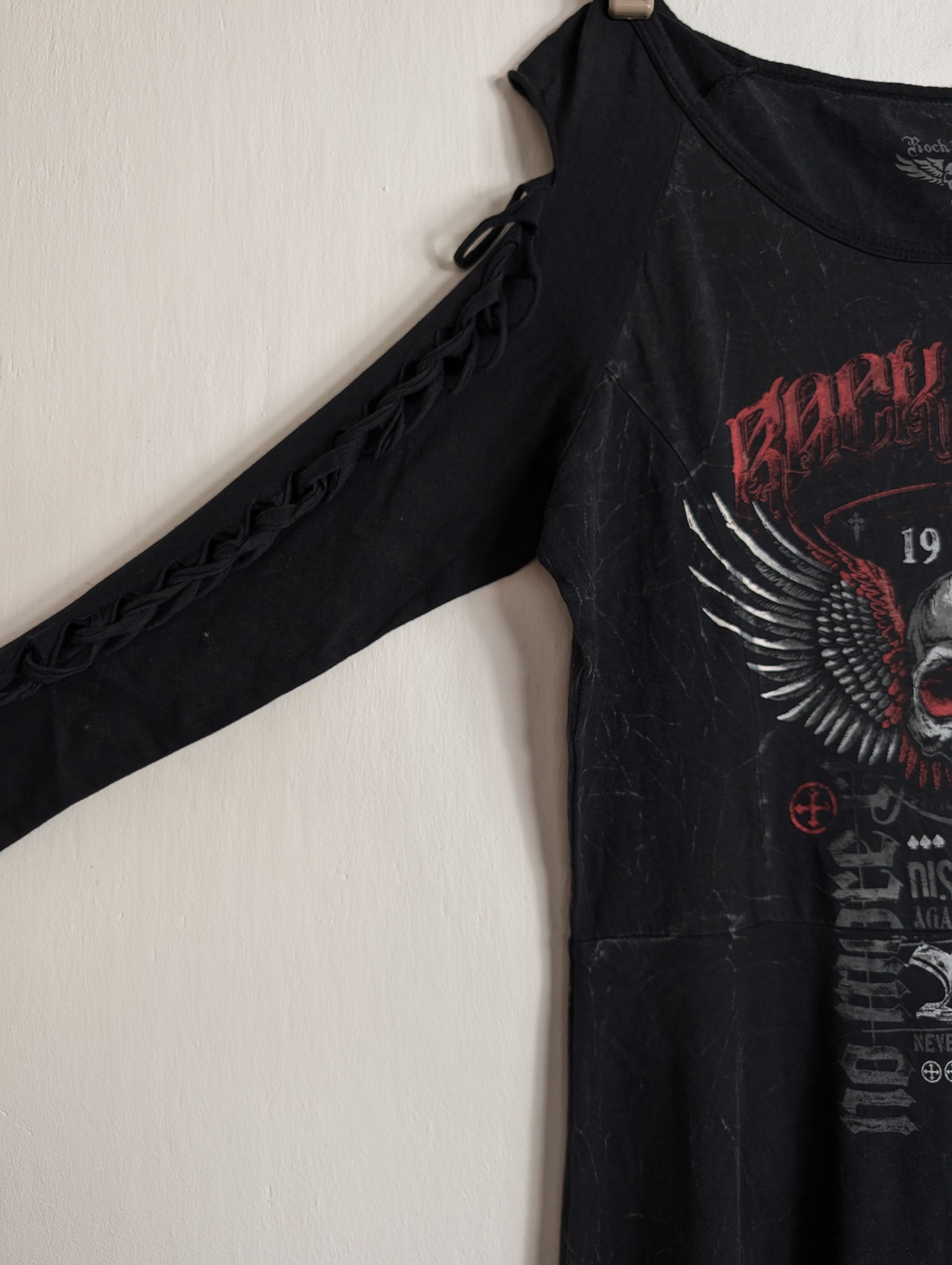 Vintage Goth Opium Rock Rebel EMP Skull T-Shirt Dress Size M / US 6-8 / IT 42-44 - 3 Thumbnail