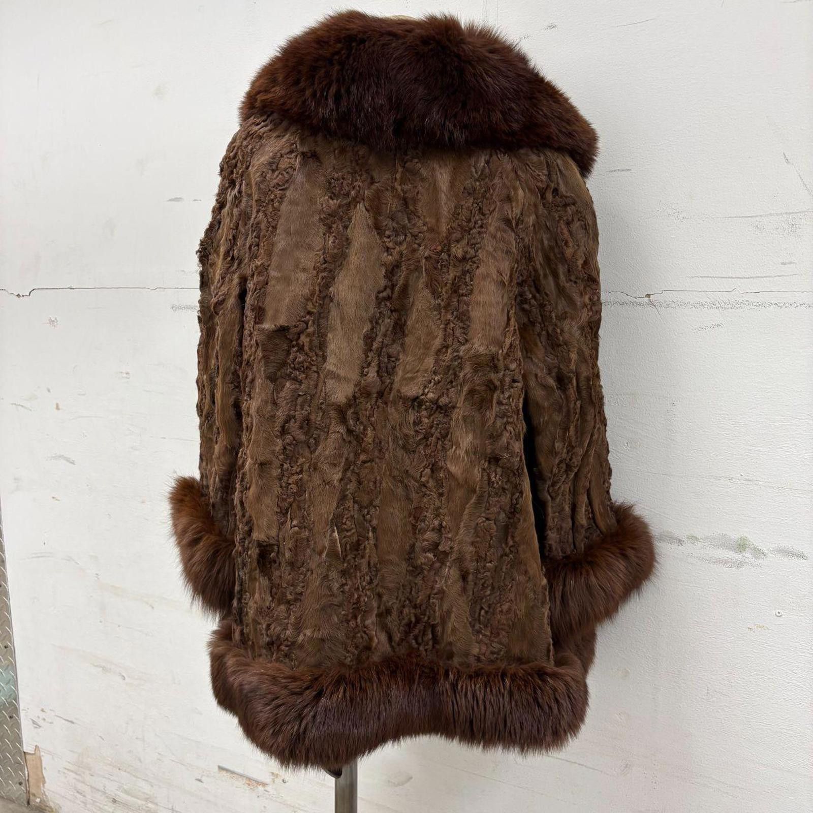 Other Vintage Paneled Brown Real Fox Fur Penny Lane Afghan Coat Size S / US 4 / IT 40 - 5 Thumbnail