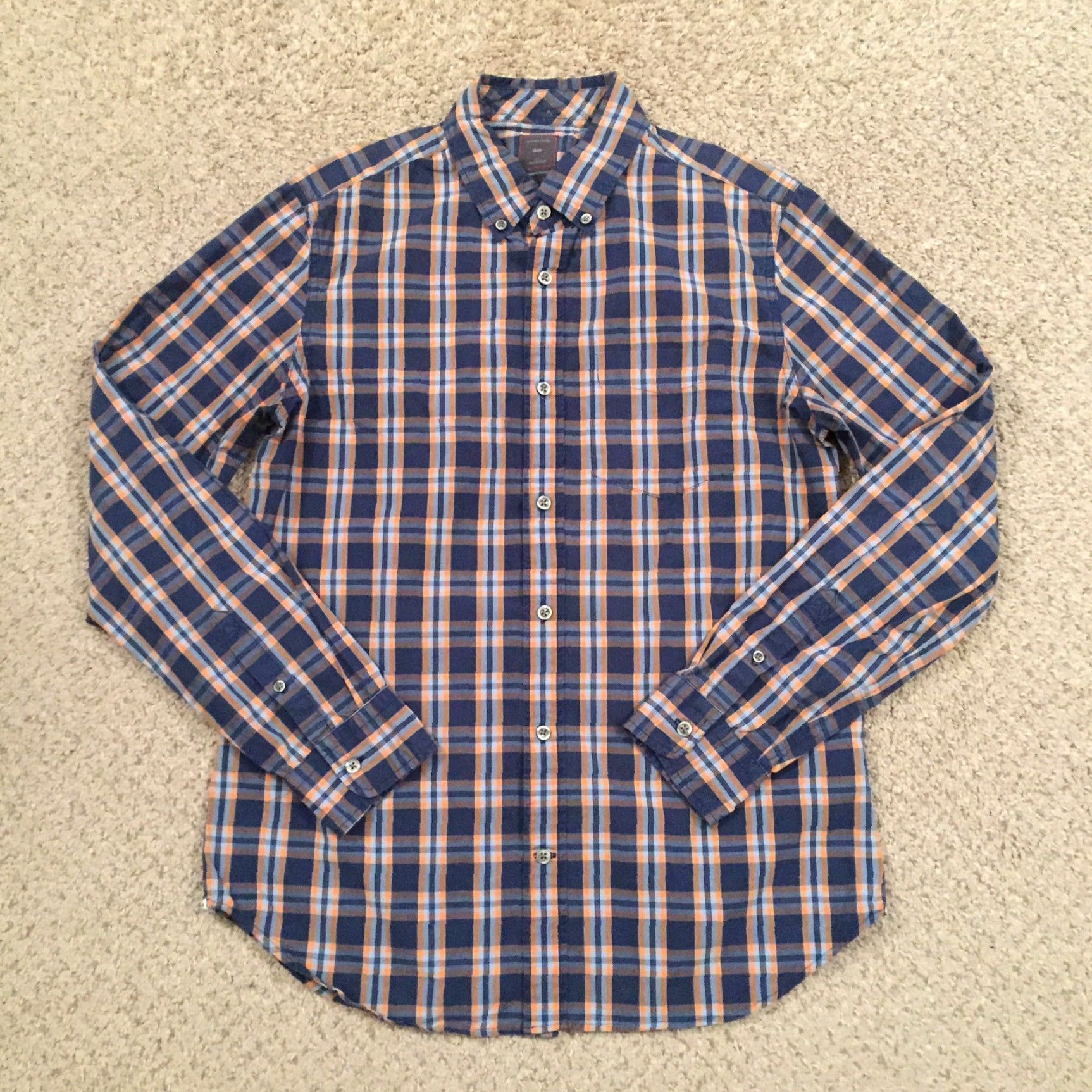 Gap Gap Button-Up Shirt Mens Medium Blue Orange Plaid Long Sleeve Casual Size US M / EU 48-50 / 2 - 2 Thumbnail