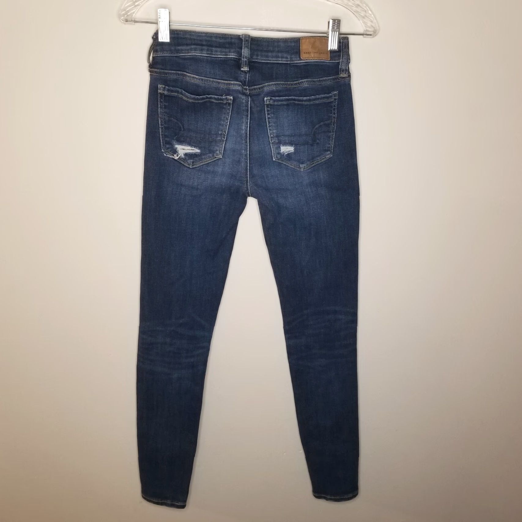 American Eagle Outfitters American Eagle Women Jeans Jeggings Distressed Blue Size 0 Size 25" / US 0 / IT 36 - 4 Thumbnail