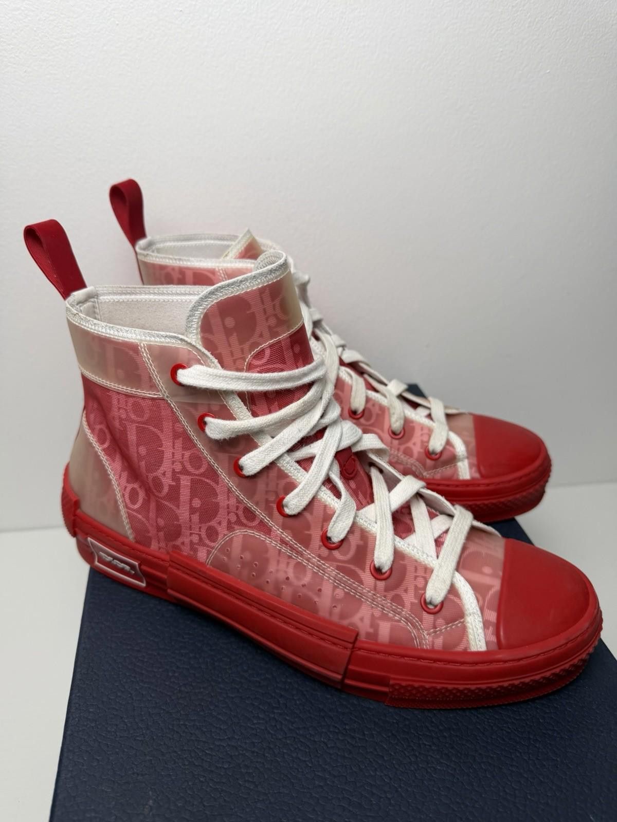Dior Dior B23 High Top Sneakers Red Dior Oblique Men’s EU 41 Size US 8 / EU 41 - 1 Thumbnail