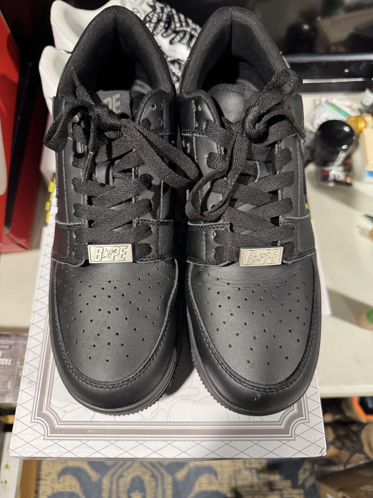 Bape A Bathing Ape Bapesta low Triple Black Size US 12 / EU 45 - 3 Thumbnail