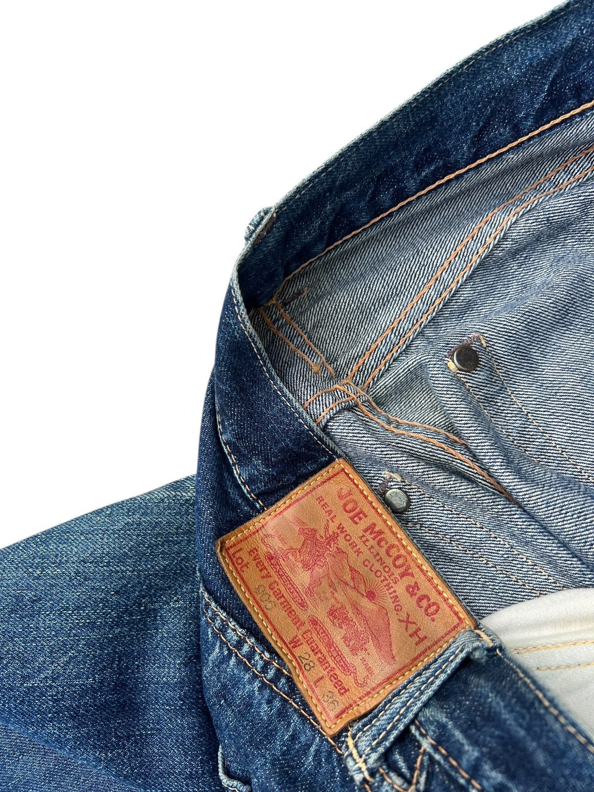 The Real McCoy's Vintage Joey McCoy Hidden Rivets Faded Denim Selvedge Jeans Size US 29 - 24 Thumbnail