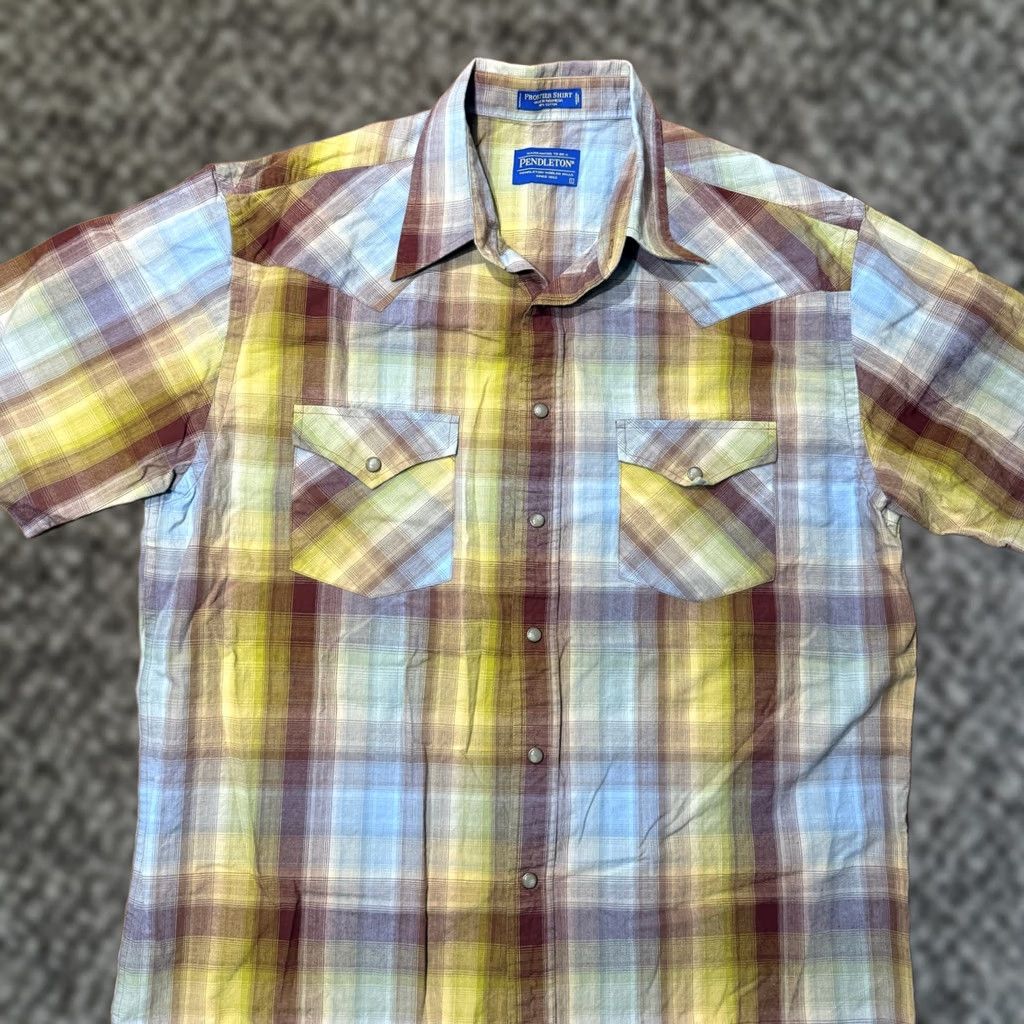 Pendleton Pendleton Shirt Mens L Frontier Plaid Cotton S/S Pearl Snap Western Casual A25 Size US L / EU 52-54 / 3 - 1 Thumbnail