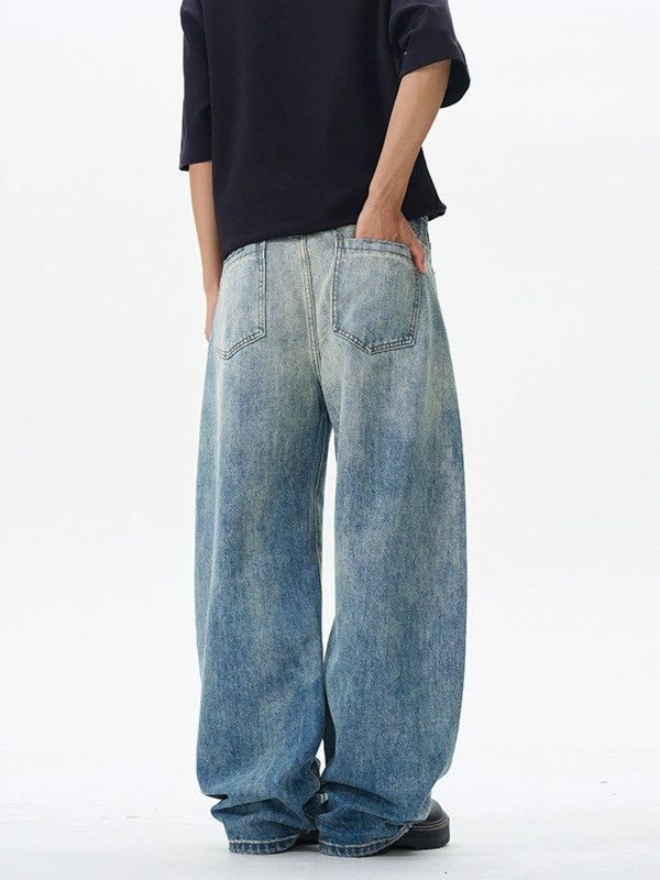 Japanese Brand × Jean High street men's distressed wide-leg scimitar jeans Size US 32 / EU 48 - 4 Thumbnail