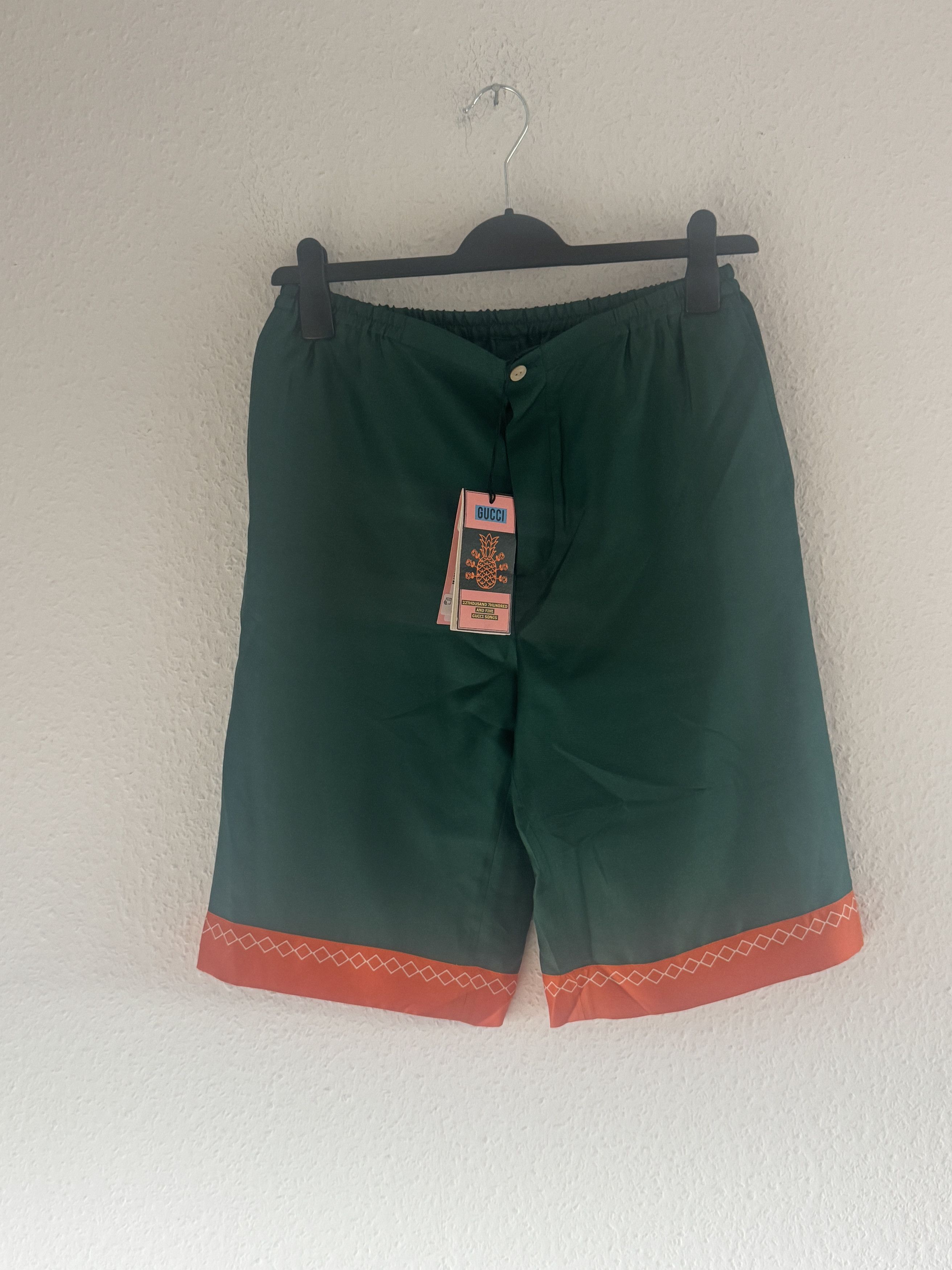 Gucci Green Silk Logo Shorts Size US 30 / EU 46 - 6 Thumbnail