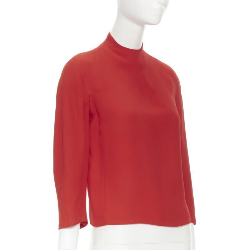 Ralph Lauren RALPH LAUREN red viscose crepe silk lined mock neck 3/4 sleeve top US0 XS Size XS / US 0-2 / IT 36-38 - 1 Thumbnail