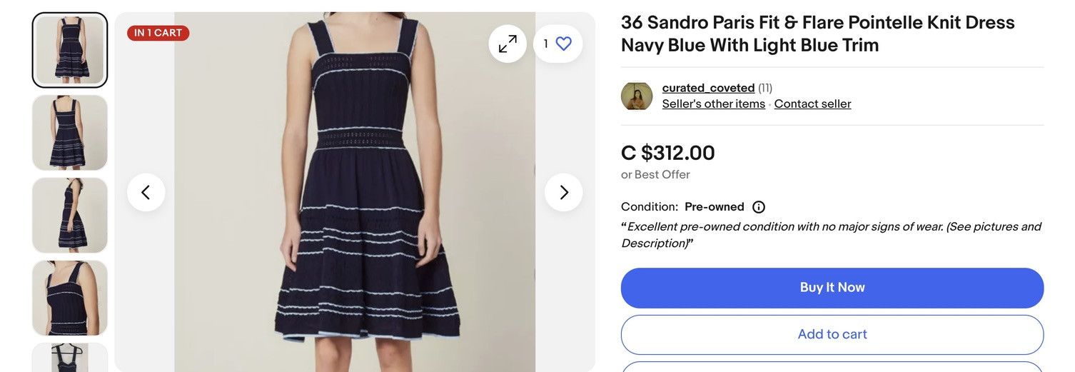 Sandro Sandro Paris Dress, New, Small Size XS / US 0-2 / IT 36-38 - 2 Thumbnail