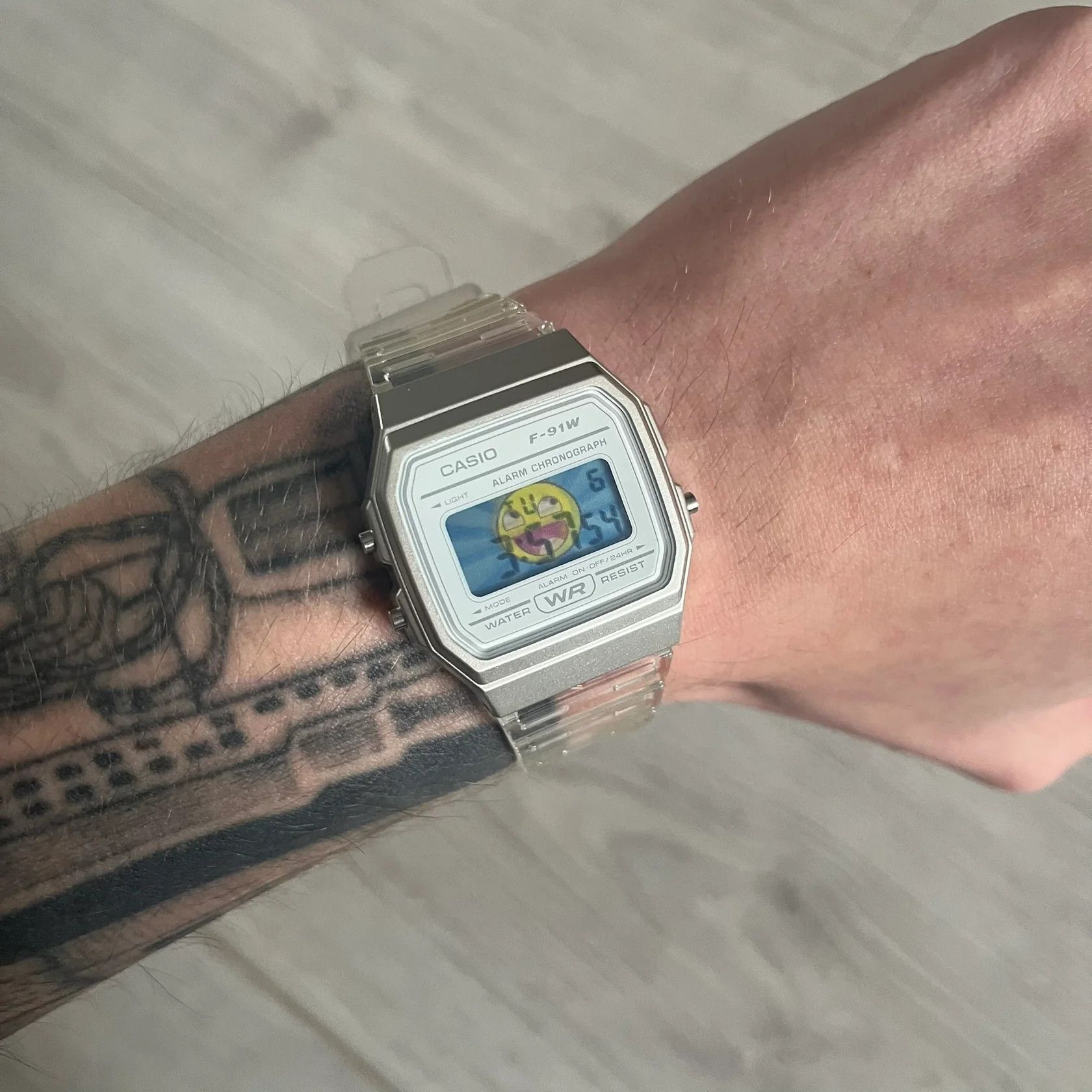 Casio Casio F-91W "Awesome Face" Clear Digital Watch Size ONE SIZE - 1 Thumbnail