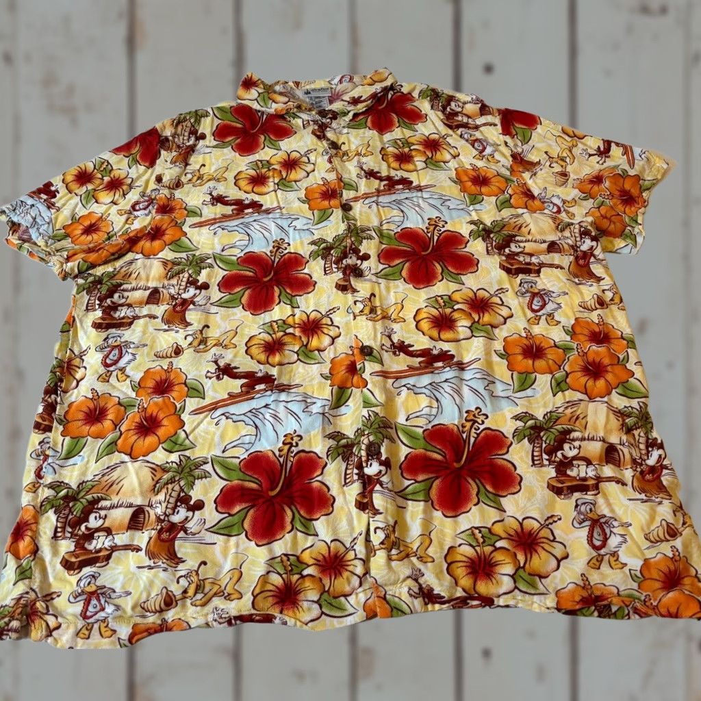 Disney VINTAGE Disney Parks Button CAMP Hawaiian Holiday Mickey Mouse Beach Shirt Rayon 2XL Tan Short Sleeve Collared Men Mickey Mouse Disney Classic Shirt Size US XXL / EU 58 / 5 - 1 Thumbnail