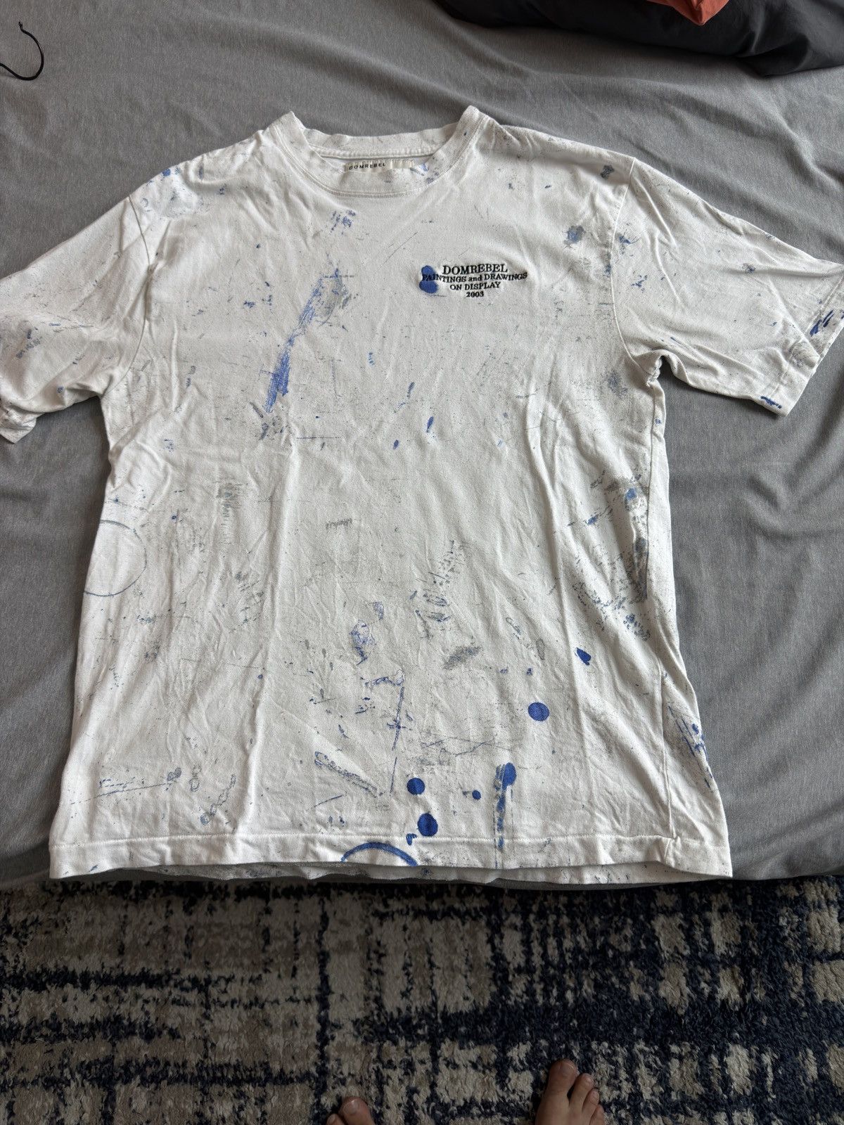 DOMREBEL DOMREBEL white and blue painting shirt Size US L / EU 52-54 / 3 - 1 Thumbnail