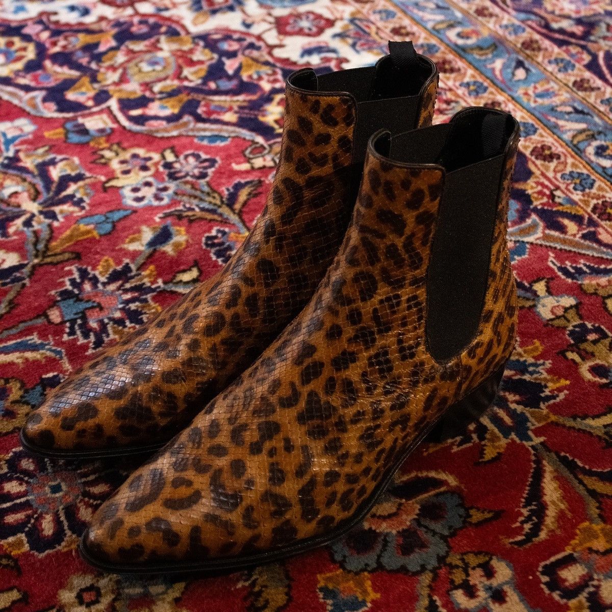 Hedi Slimane Celine Leopard Python Chelsea Boots by Hedi  display picture 1