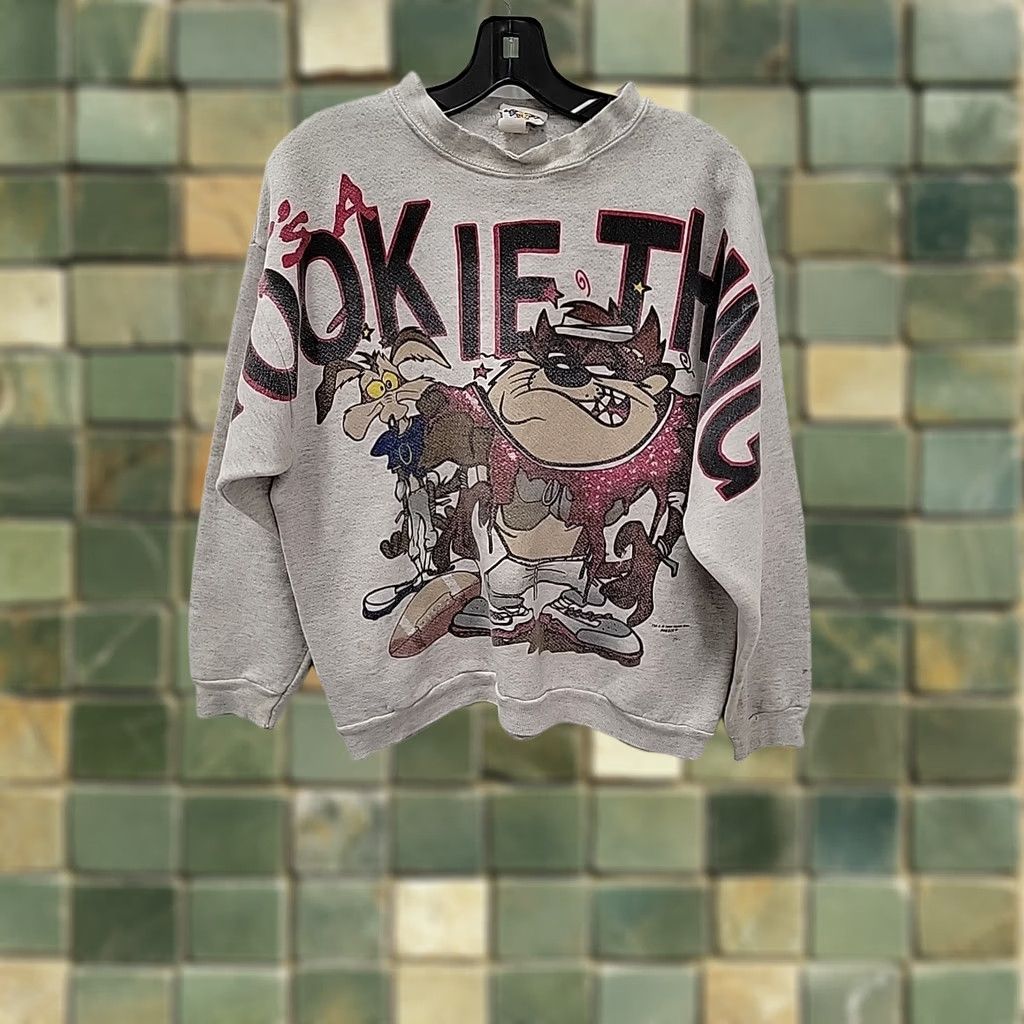 Vintage VINTAGE Looney Tunes “It's A Rookie Thing” Crewneck Sweatshirt Mens L White 90s Pullover Size US L / EU 52-54 / 3 - 1 Thumbnail