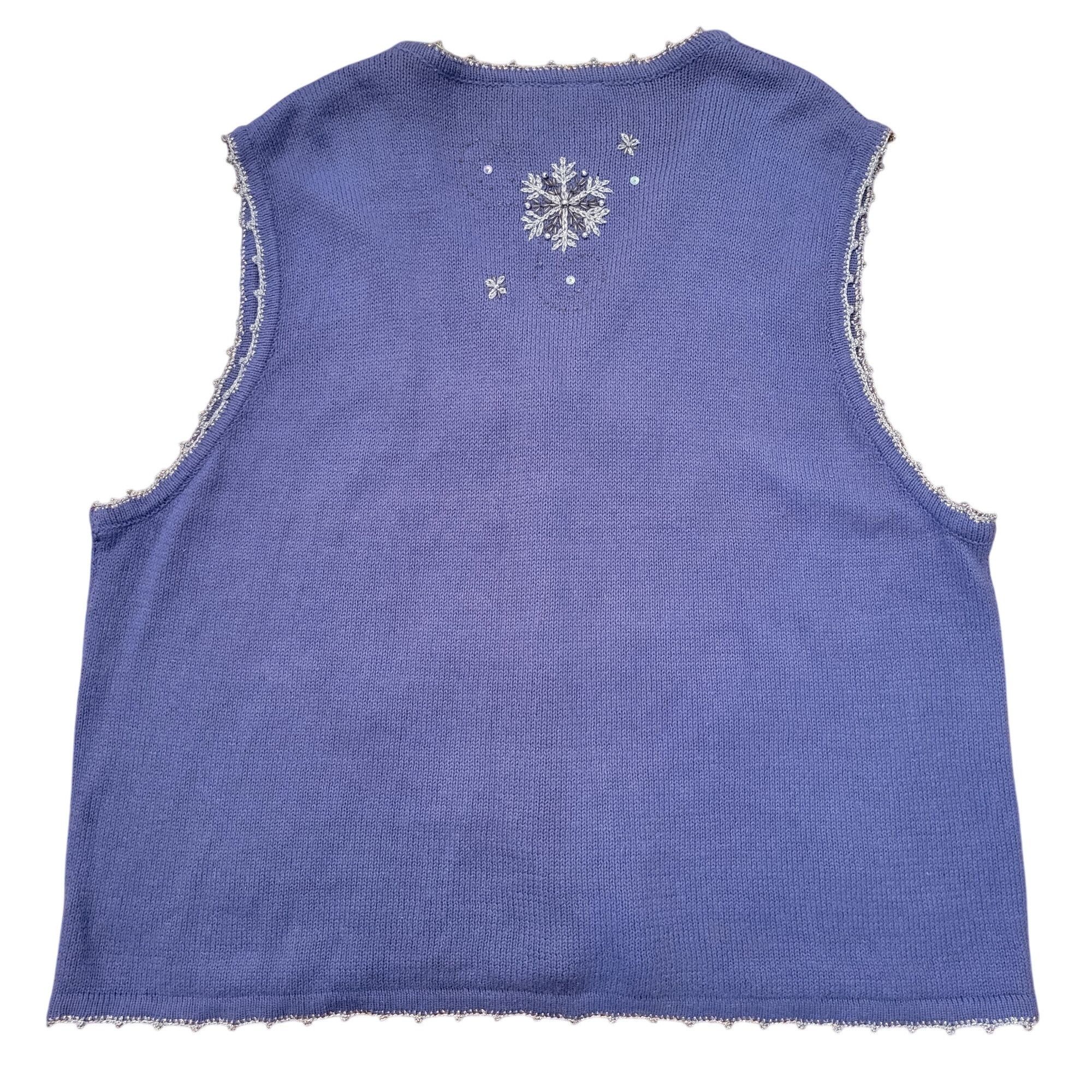 Other Vintage White Stag Plus Blue Snowflake Vest 22/24W Sequins B Size 3XL / US 20-22 - 4 Thumbnail