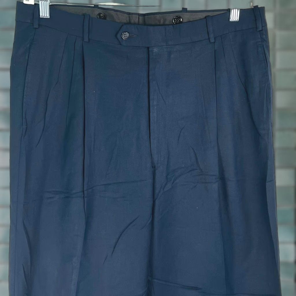 Jos. A. Bank Jos A Bank Business Express Mens Pleated Cuffed Blue Dress Pants 38X32 Size US 38 / EU 54 - 1 Thumbnail