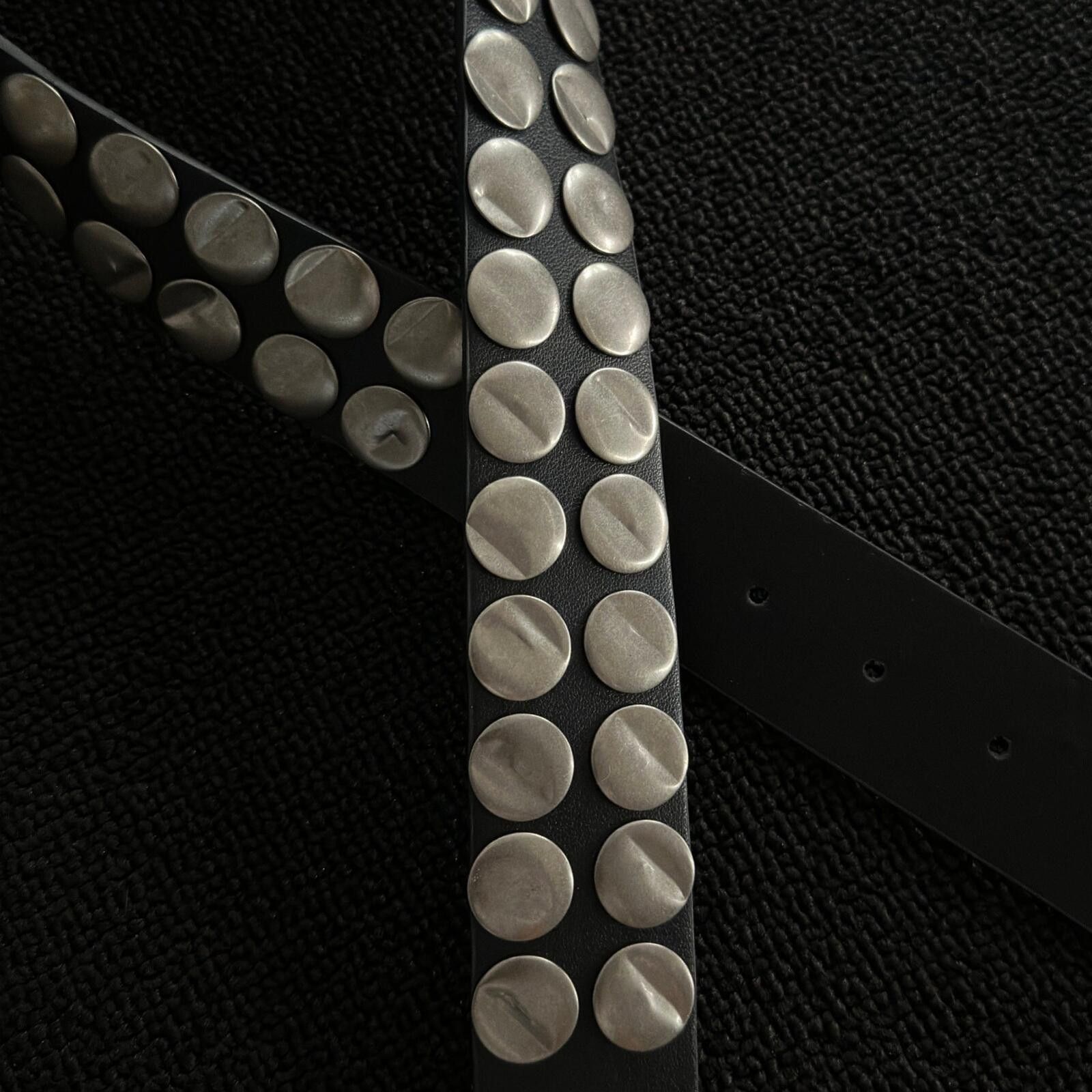 Leather Iron Plate Rivet Belt | Silver Metal Punk Street Size ONE SIZE - 4 Thumbnail