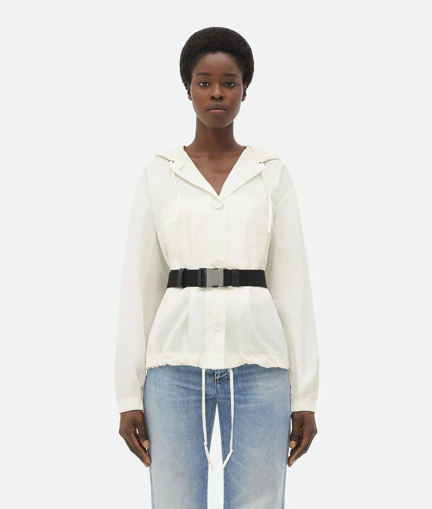 Bottega Veneta o1n1vont0525 Packable Tech Nylon Blouson in Chalk Size XS / US 0-2 / IT 36-38 - 1 Thumbnail