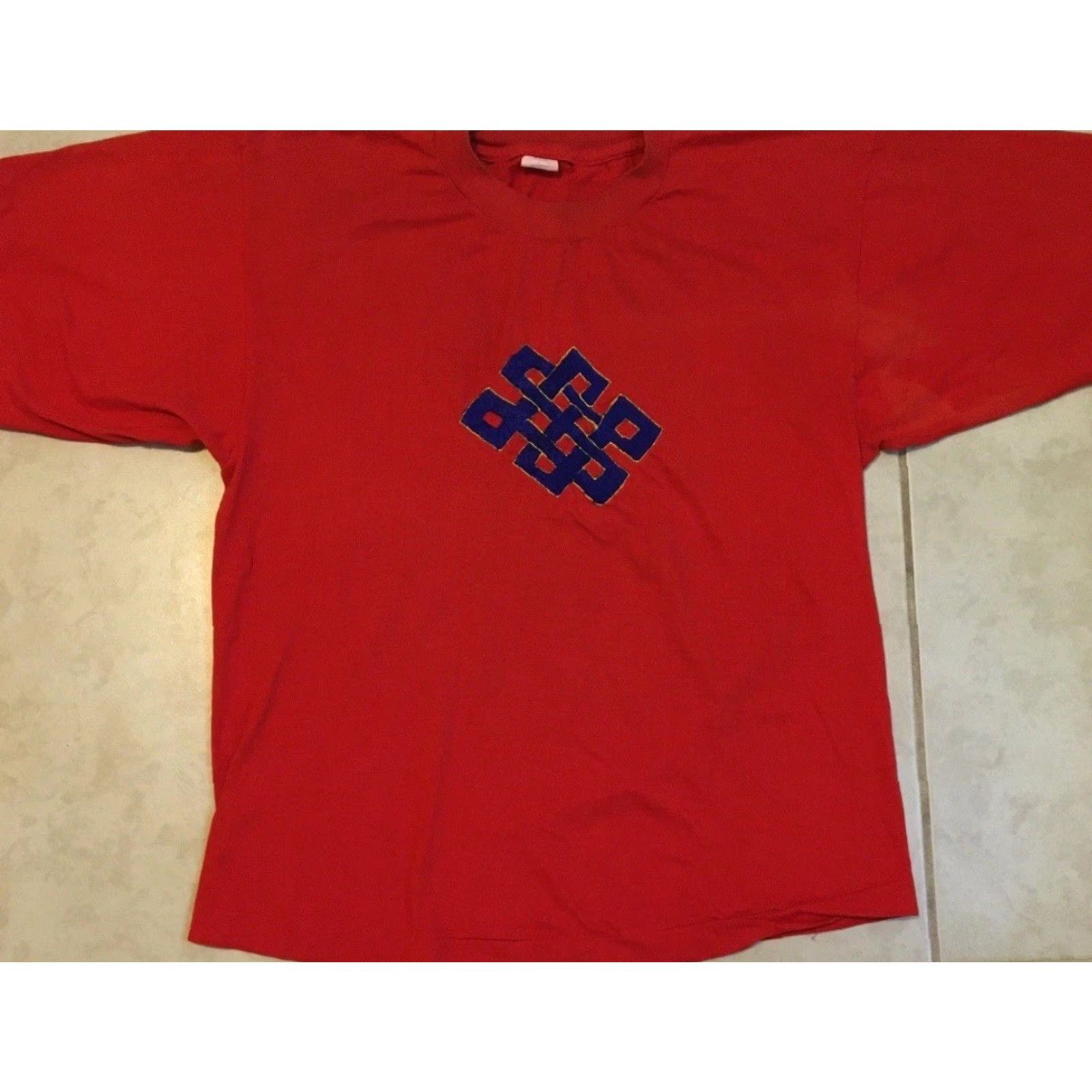 Vintage VINTAGE 90s Eyes Of Buddha Faded Embroidered Shirt S Buddhism Art Ethnic Grunge 80s Size US S / EU 44-46 / 1 - 2 Thumbnail