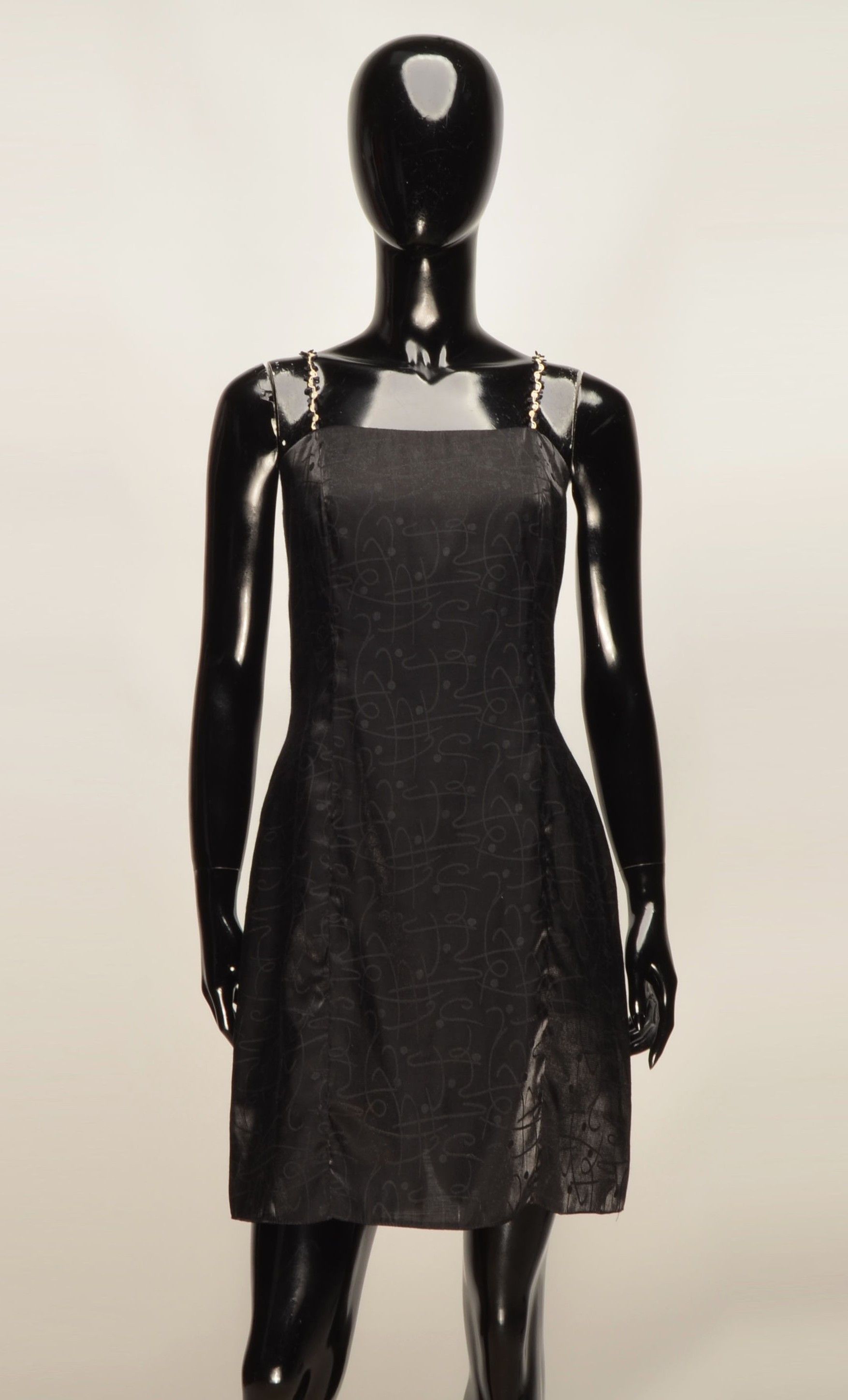 Vintage Vintage Dimols Y2K Black Satin Textured Straps Mini Dress Size M / US 6-8 / IT 42-44 - 1 Thumbnail