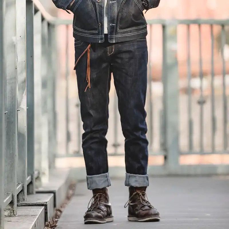 Japanese Brand × Vintage Denim Jeans Vintage Straight Dark Selvedge Jeans 14oz Qualit Size US 34 / EU 50 - 1 Thumbnail