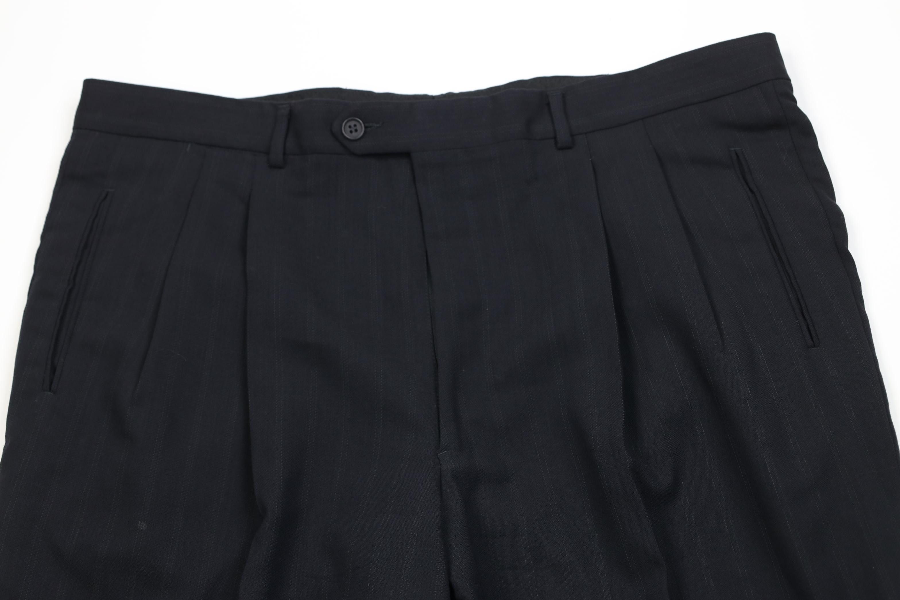 Armani Vintage 90s Mani Armani Striped Wide Leg Chino Pants Blue Size US 39 - 2 Thumbnail