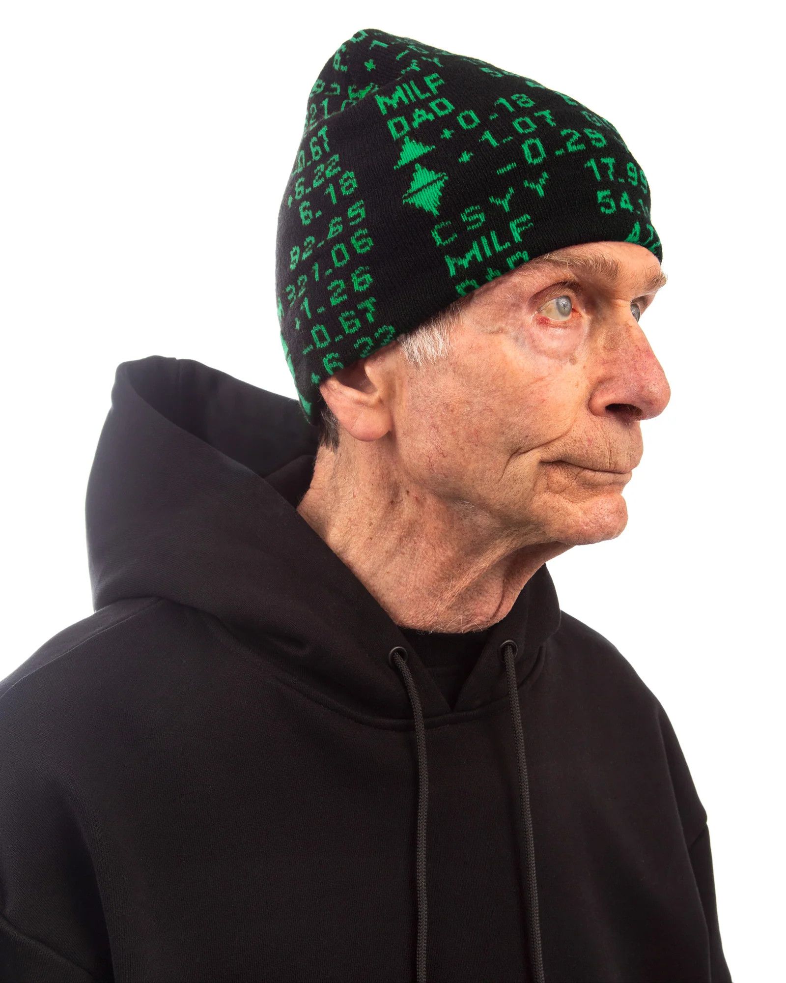 Milfdad Milfdad Stock Ticker Beanie Black & Green Size ONE SIZE - 1 Thumbnail