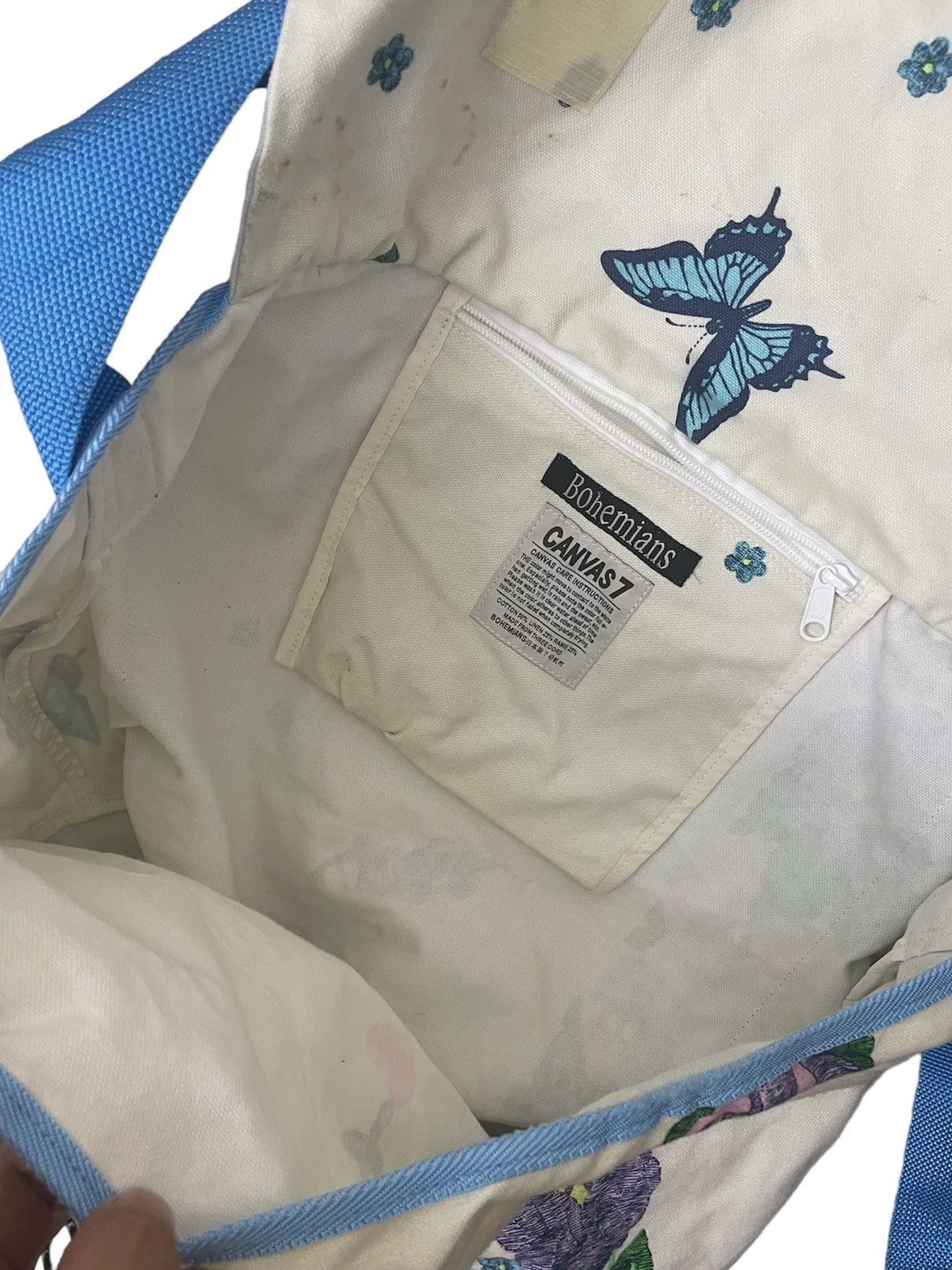 Japanese Brand Bohemians Japan Canvas 7 Art Bag | Bird Floral Ramie Cotton Size ONE SIZE - 4 Thumbnail