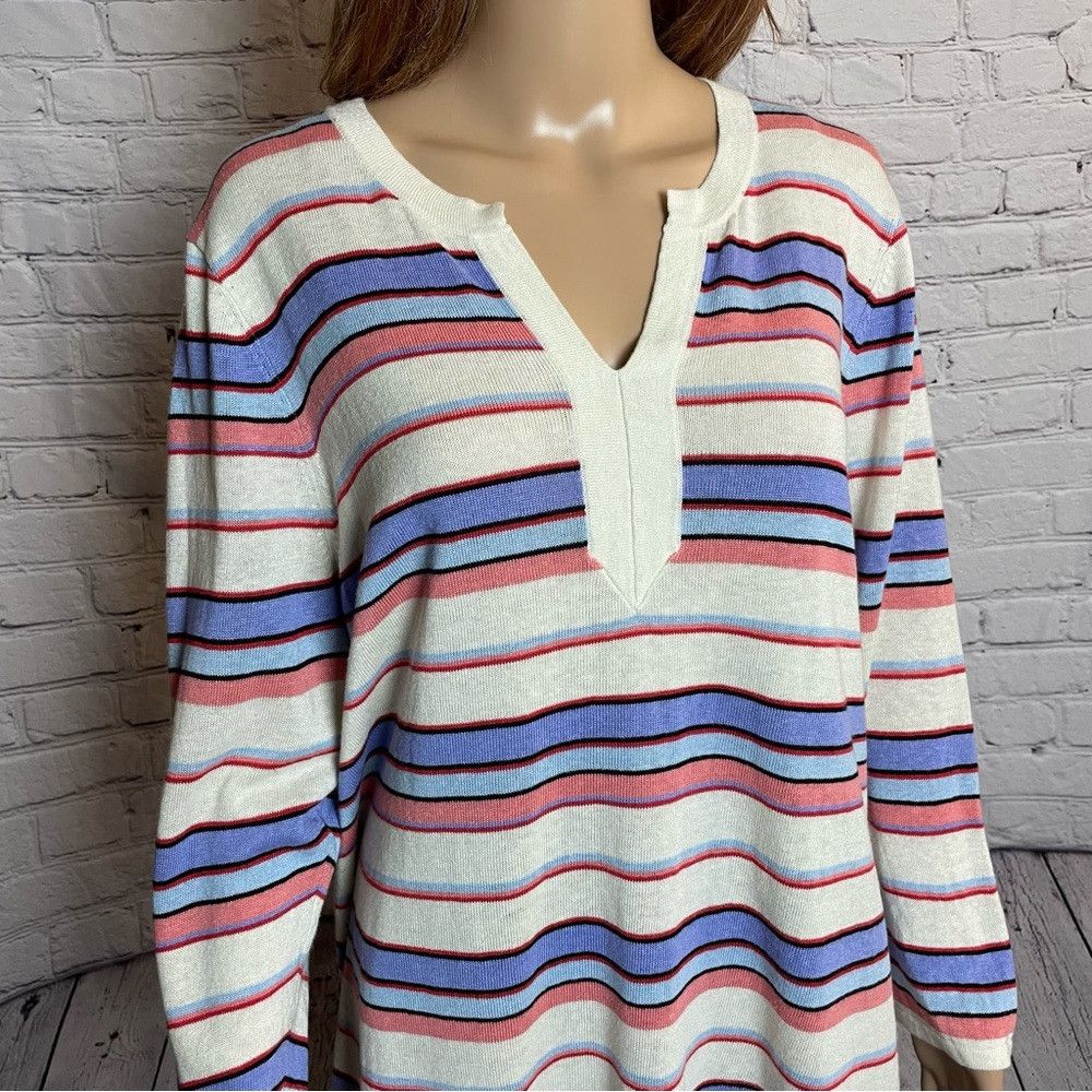 Talbots New Talbots Linen blend Split Neck Striped Sweater Size XL Size XL / US 12-14 / IT 48-50 - 5 Thumbnail