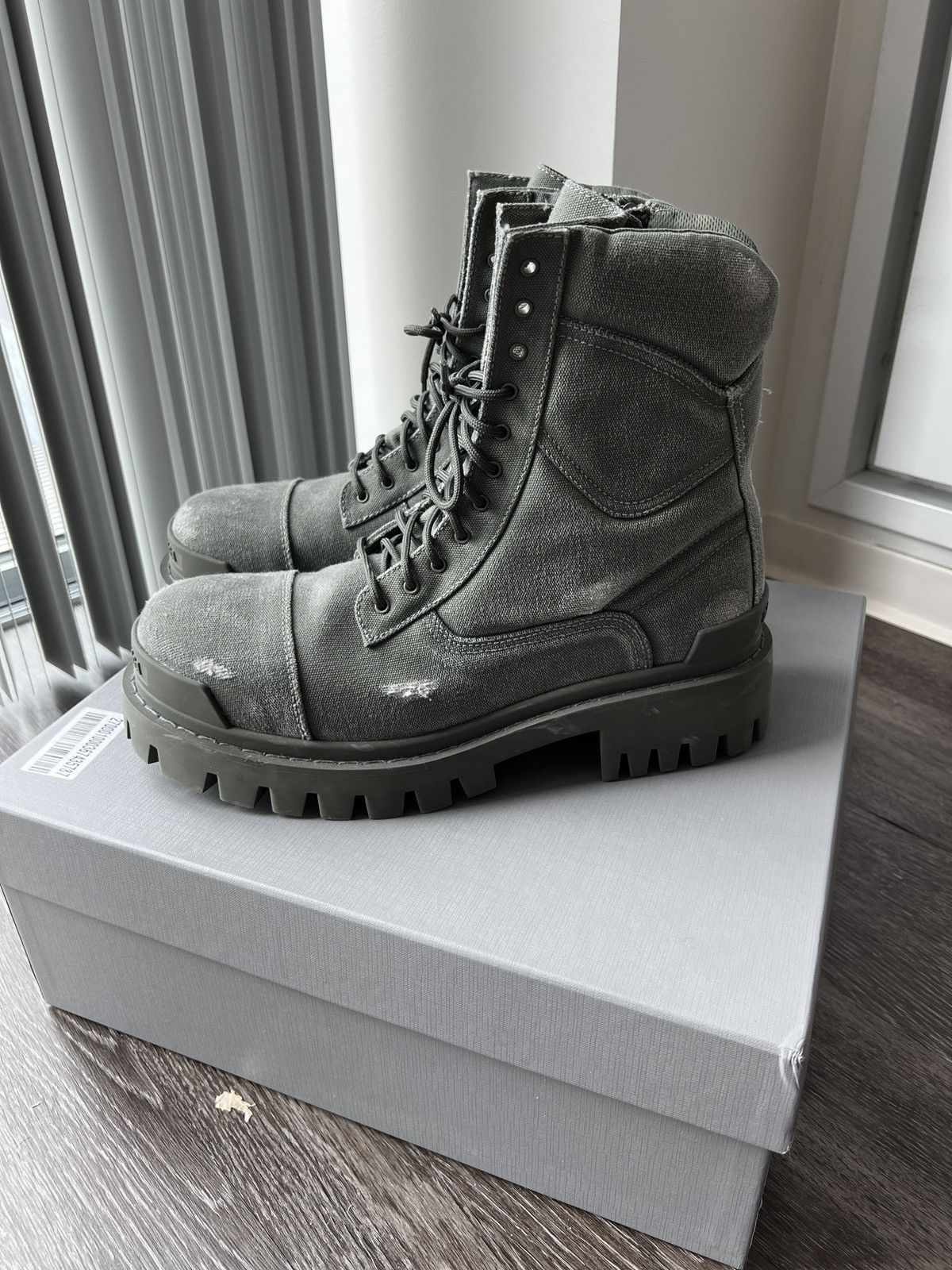 Balenciaga Distressed Striker Boots Canvas EU43 | Grailed