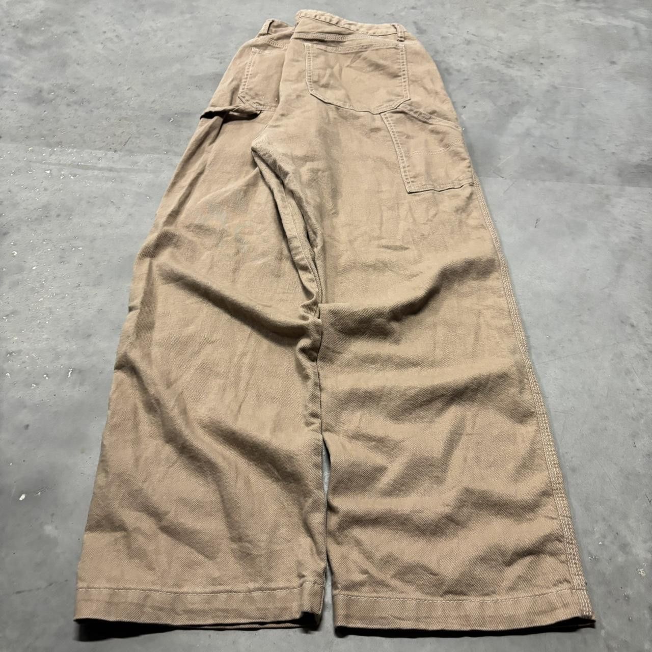 Japanese Brand × Vintage Crazy Vintage Y2K/2000s Baggy Light Brown Streetwear Skater Carpenter Pants! Size US 34 / EU 50 - 4 Thumbnail