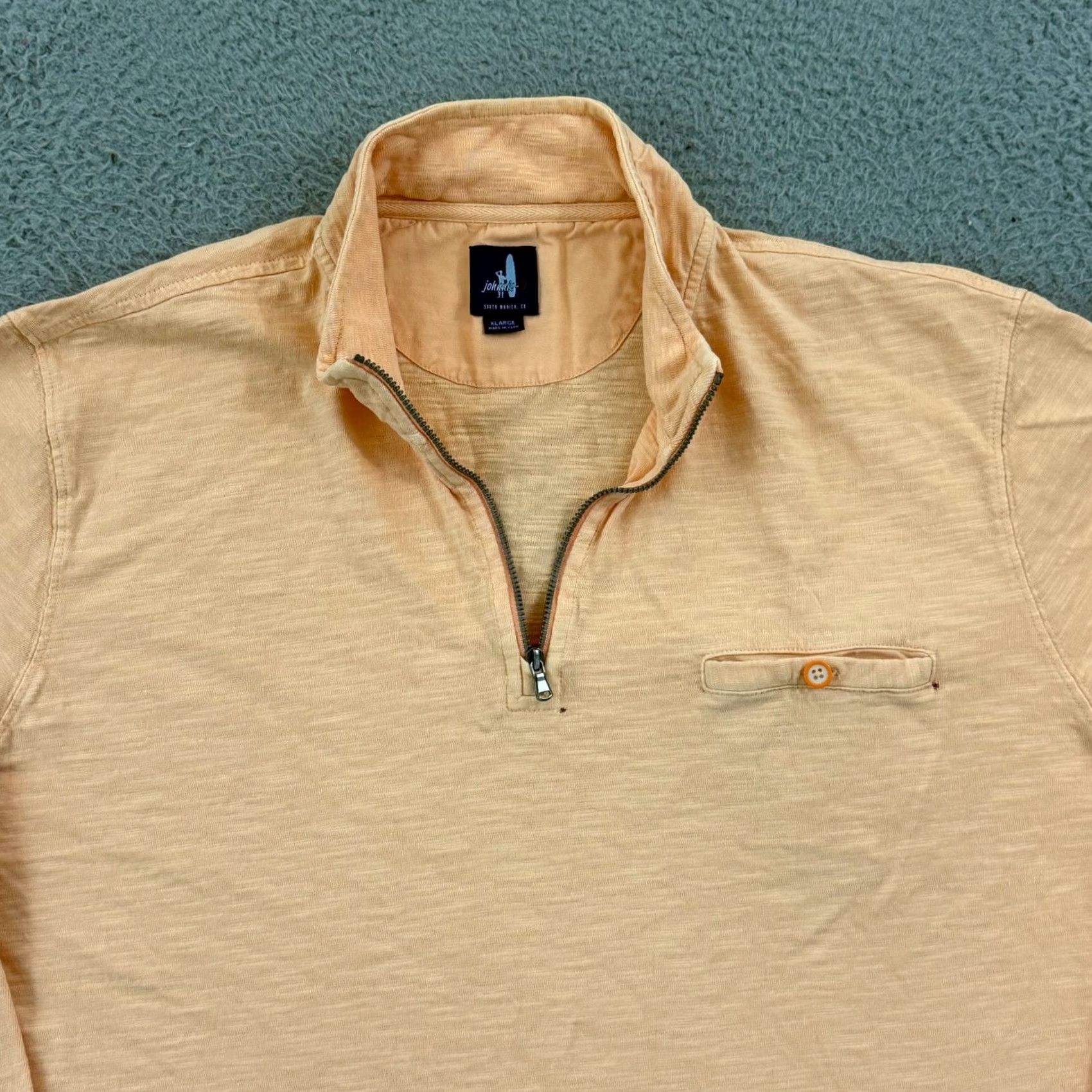 johnnie-O johnnie-O Shirt Mens XL Peach Long Sleeve 1/4 Zip Pocket Surf Pullover Preppy Size US XL / EU 56 / 4 - 4 Thumbnail