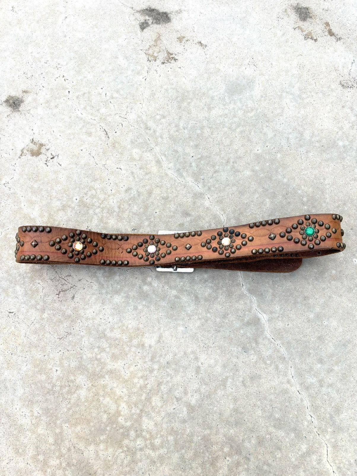 Japanese Brand Leather Design Studded Belt Rare size 35-40 Size ONE SIZE - 2 Thumbnail