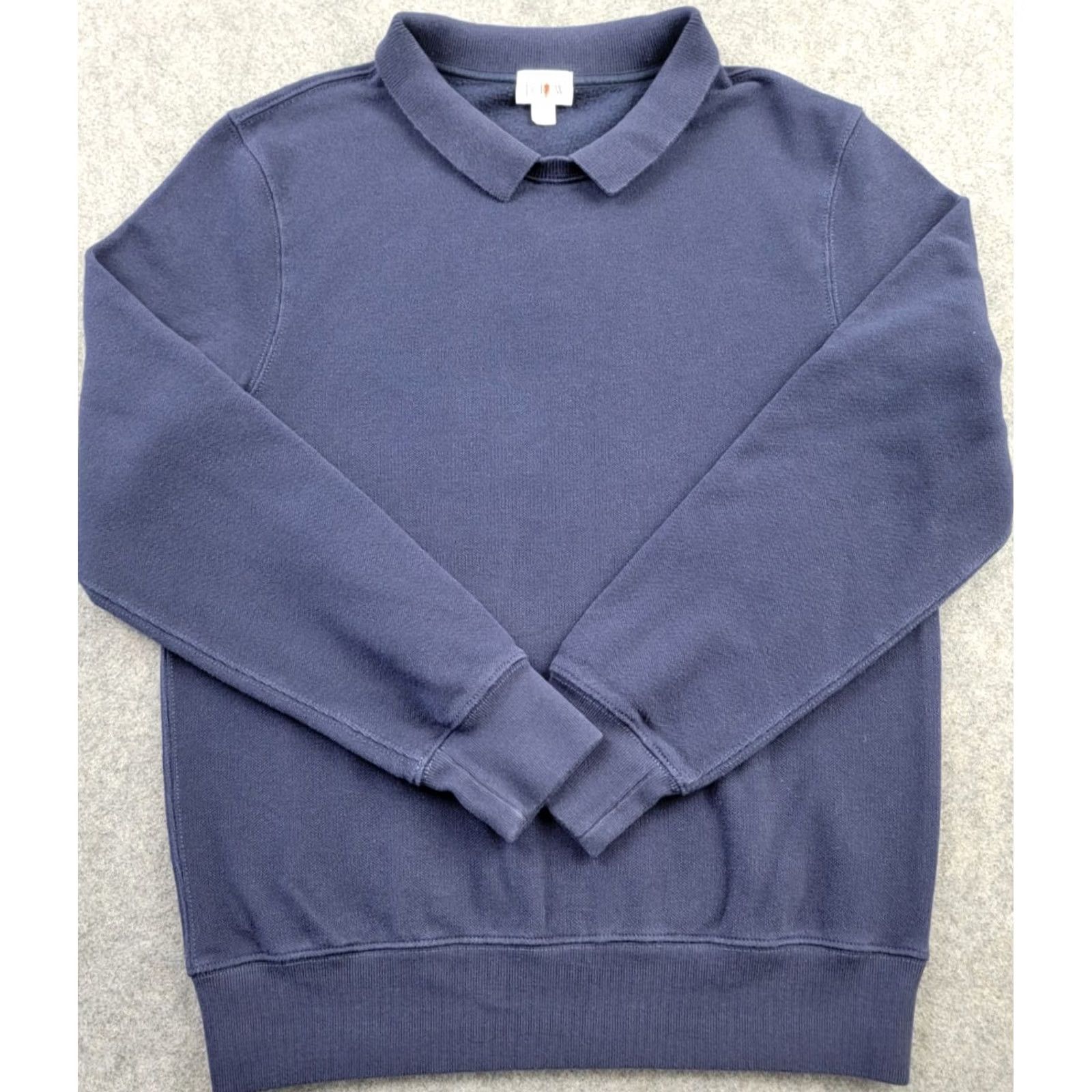 J.Crew J.CREW Small Slim Fit Blue Pique Fleece Collared Sweatshirt - Pre-Owned Size US S / EU 44-46 / 1 - 2 Thumbnail