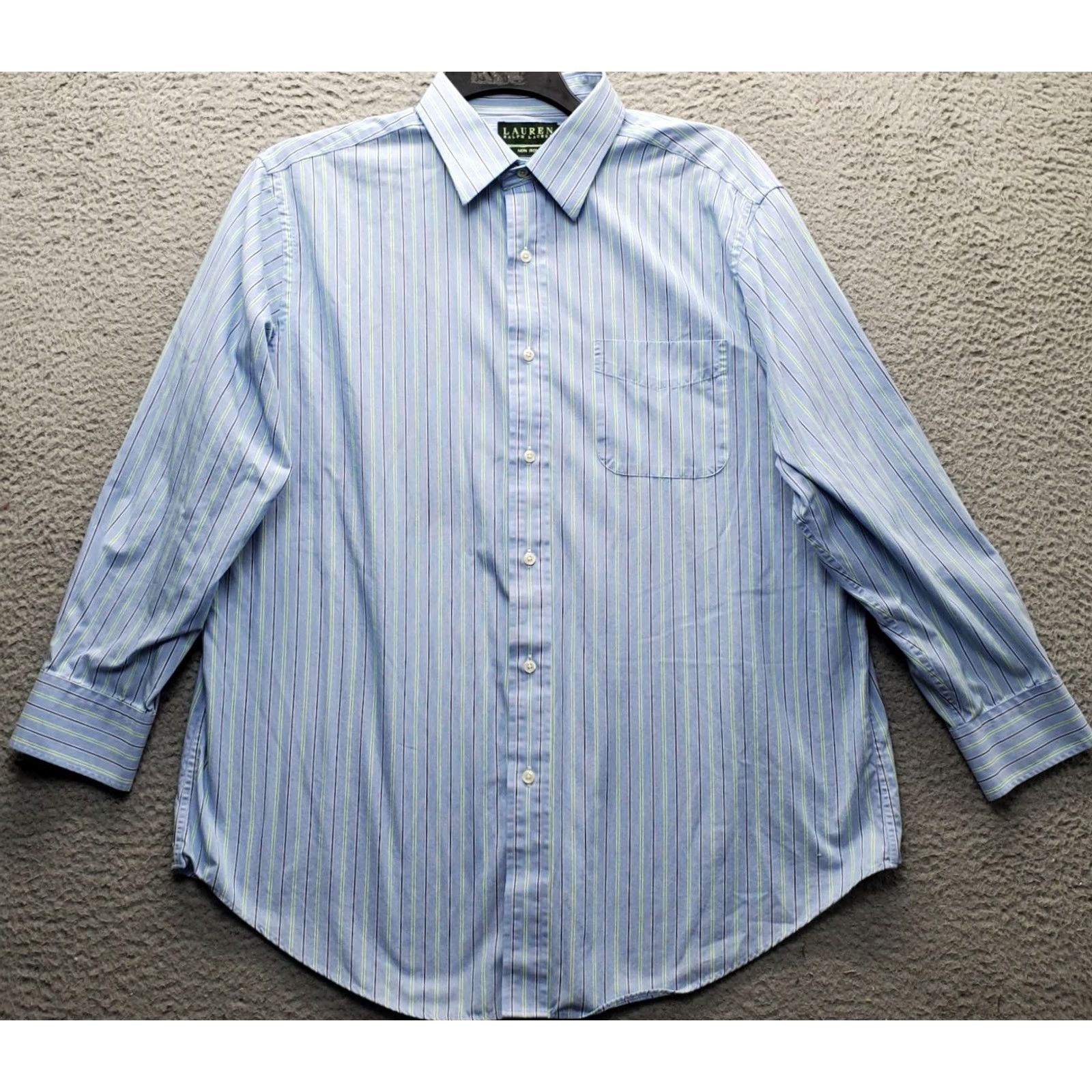 Ralph Lauren Lauren Ralph Lauren Dress Shirt Mens 17 Multicolor Striped Non Iron Button Up EUC Shirt Size 46R - 2 Thumbnail