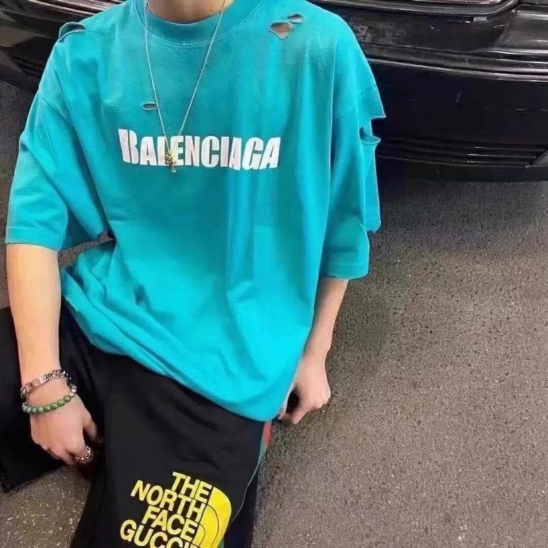 Balenciaga Balenciaga Lake water green havoc logo short sleeves Size US M / EU 48-50 / 2 - 5 Thumbnail