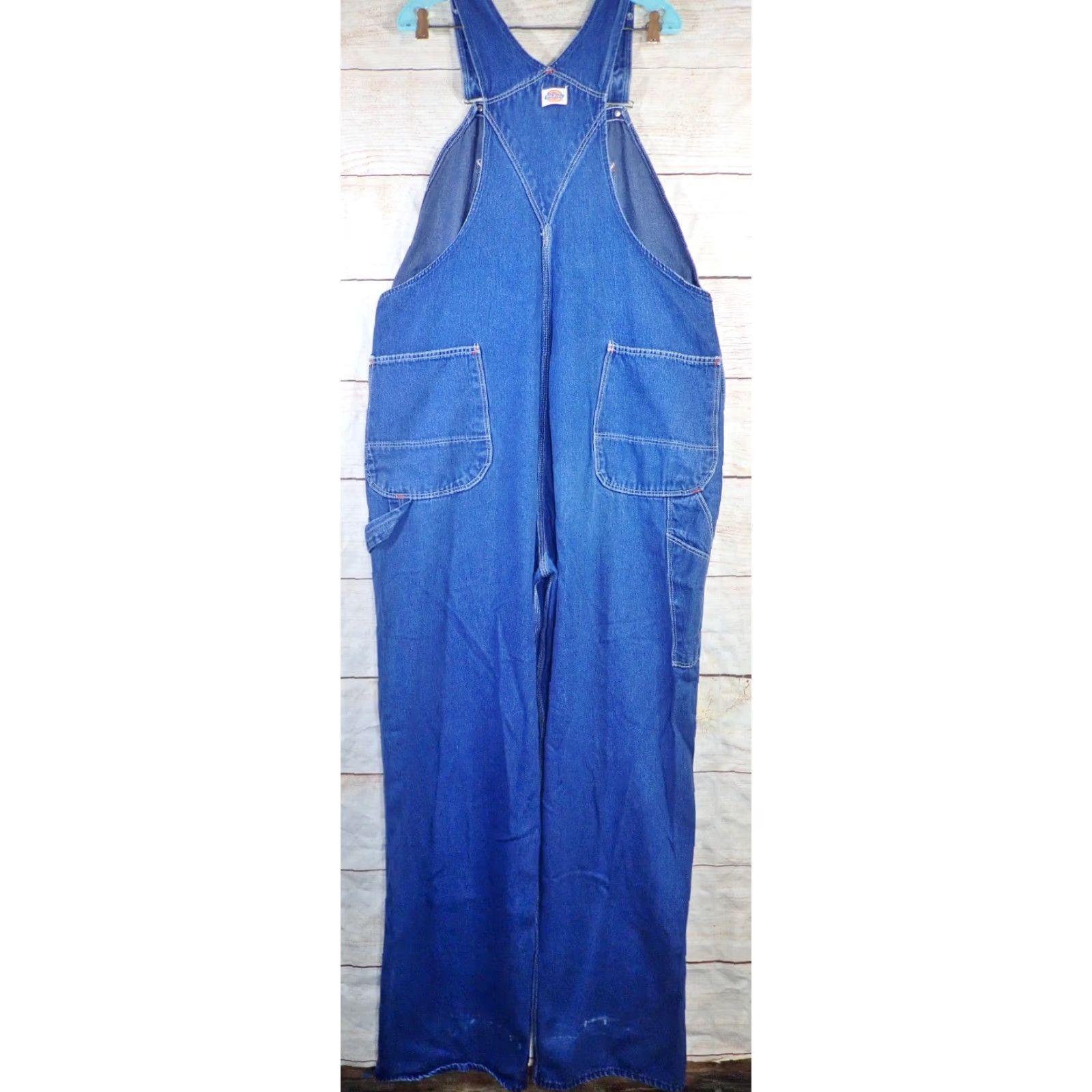 Dickies Dickies Blue Denim Bib Overalls 44X33 90s Cowboy USA Dickies Button Fly 5-Pocket Design Relaxed Mens Size US 44 / EU 60 - 2 Thumbnail