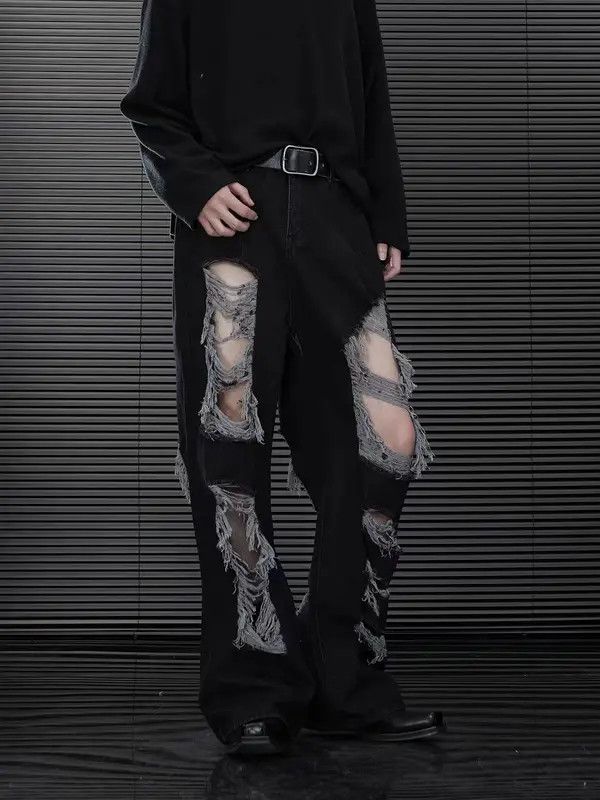 Japanese Brand VIBE Pioneer multi-hole design beggar baggy jeans Size US 34 / EU 50 - 3 Thumbnail