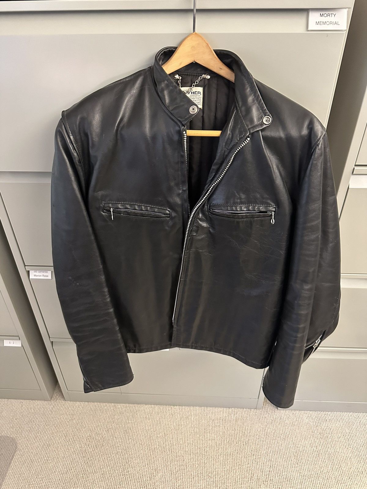 Vintage Vintage 1970s Custom Black Leather Motorcycle Jacket Size L / US 10 / IT 46 - 1 Thumbnail