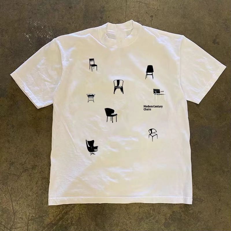 Vintage White street casual retro chair print t-shirt Size US M / EU 48-50 / 2 - 1 Thumbnail
