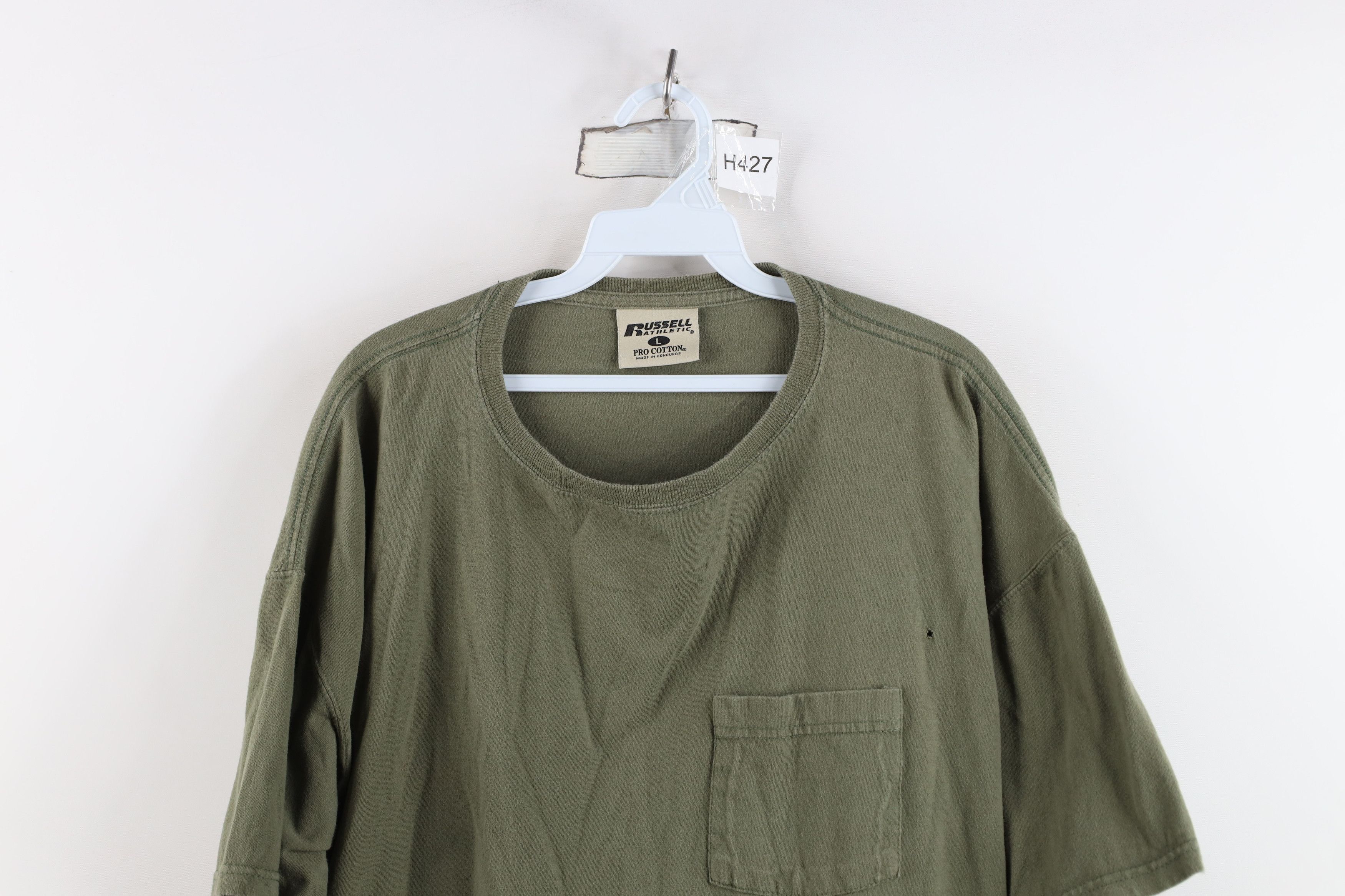 Russell Athletic Vintage 90s Russell Athletic Cotton T-Shirt Olive Green Size US L / EU 52-54 / 3 - 2 Thumbnail