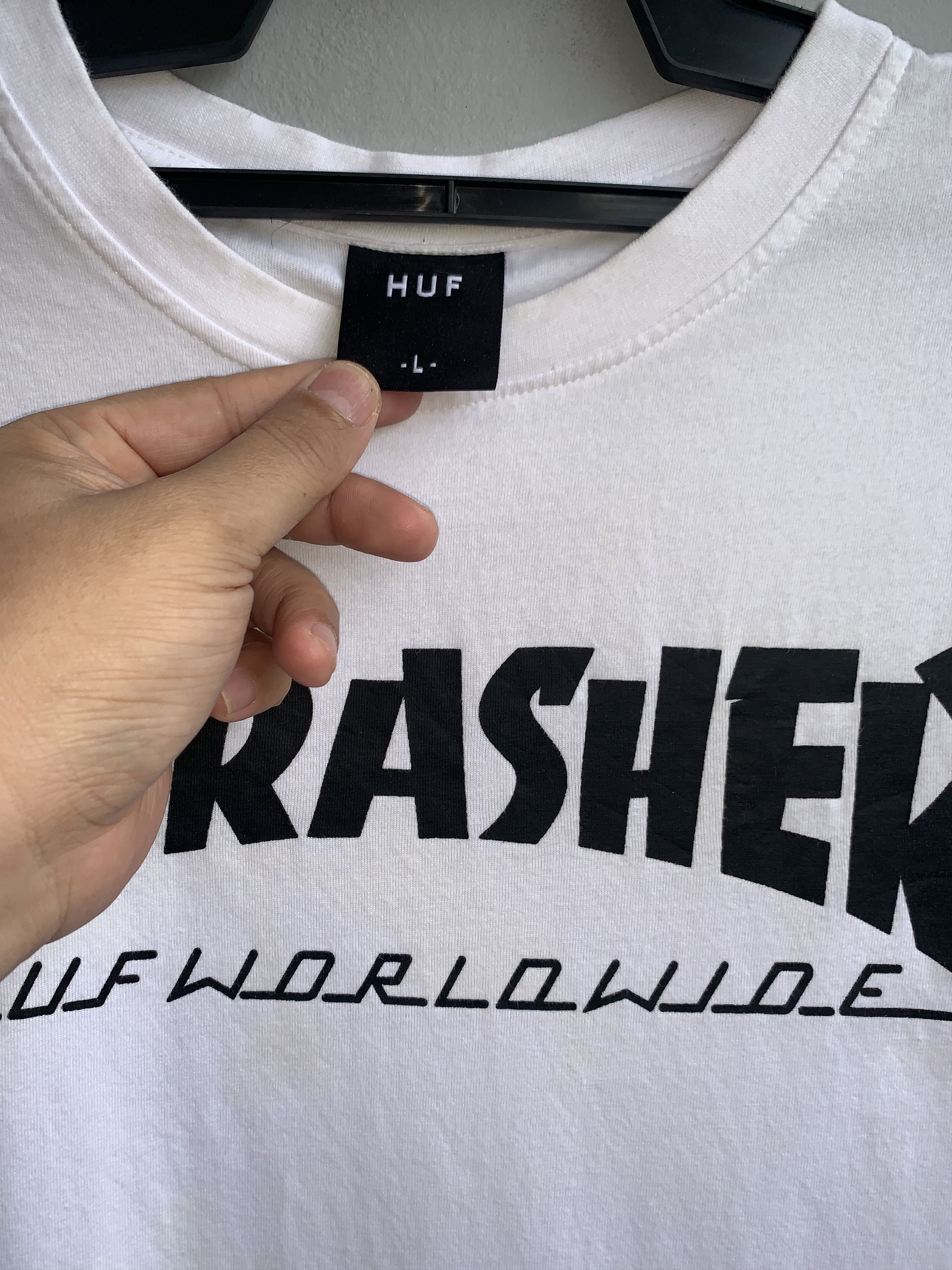 Huf × Thrasher Thrasher Huf Worldwide Spellout Shirt Size US L / EU 52-54 / 3 - 2 Thumbnail