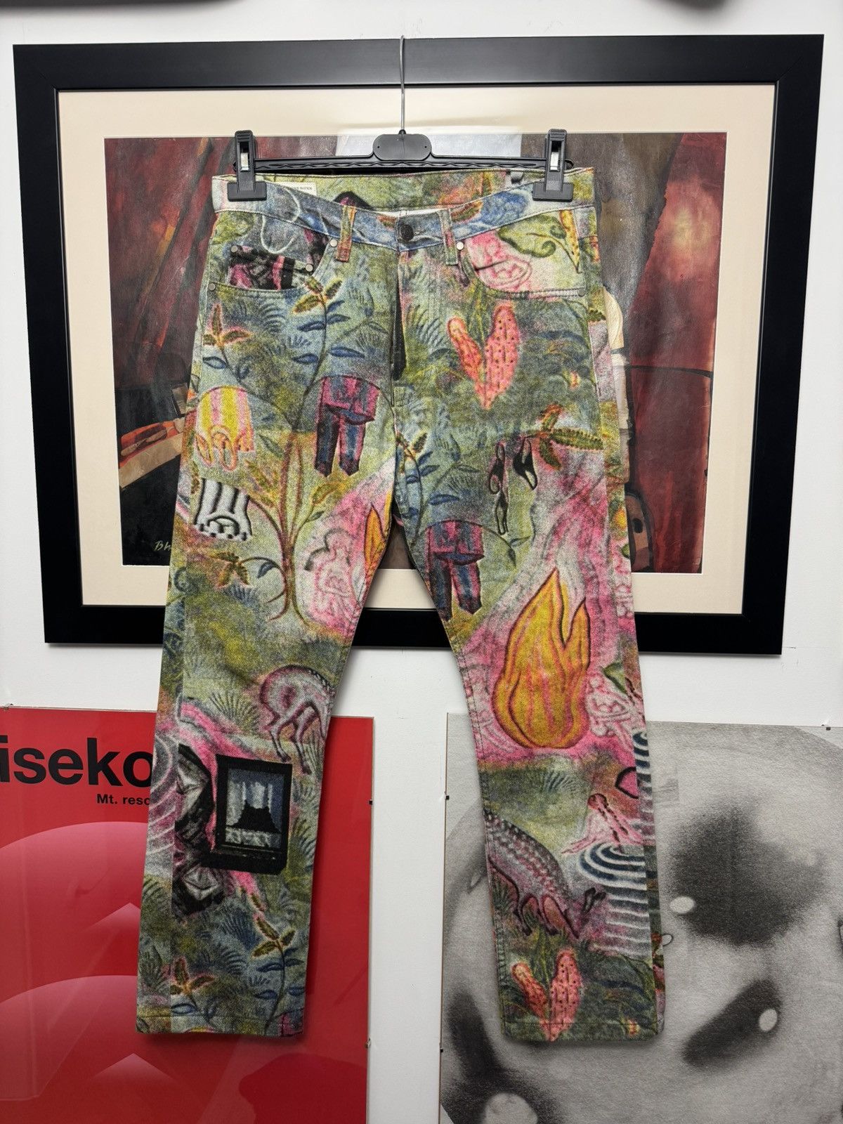 Dries Van Noten AW12 Dries Van Noten Fullprint Art Multicolor Designer Pant Size US 31 - 1 Thumbnail